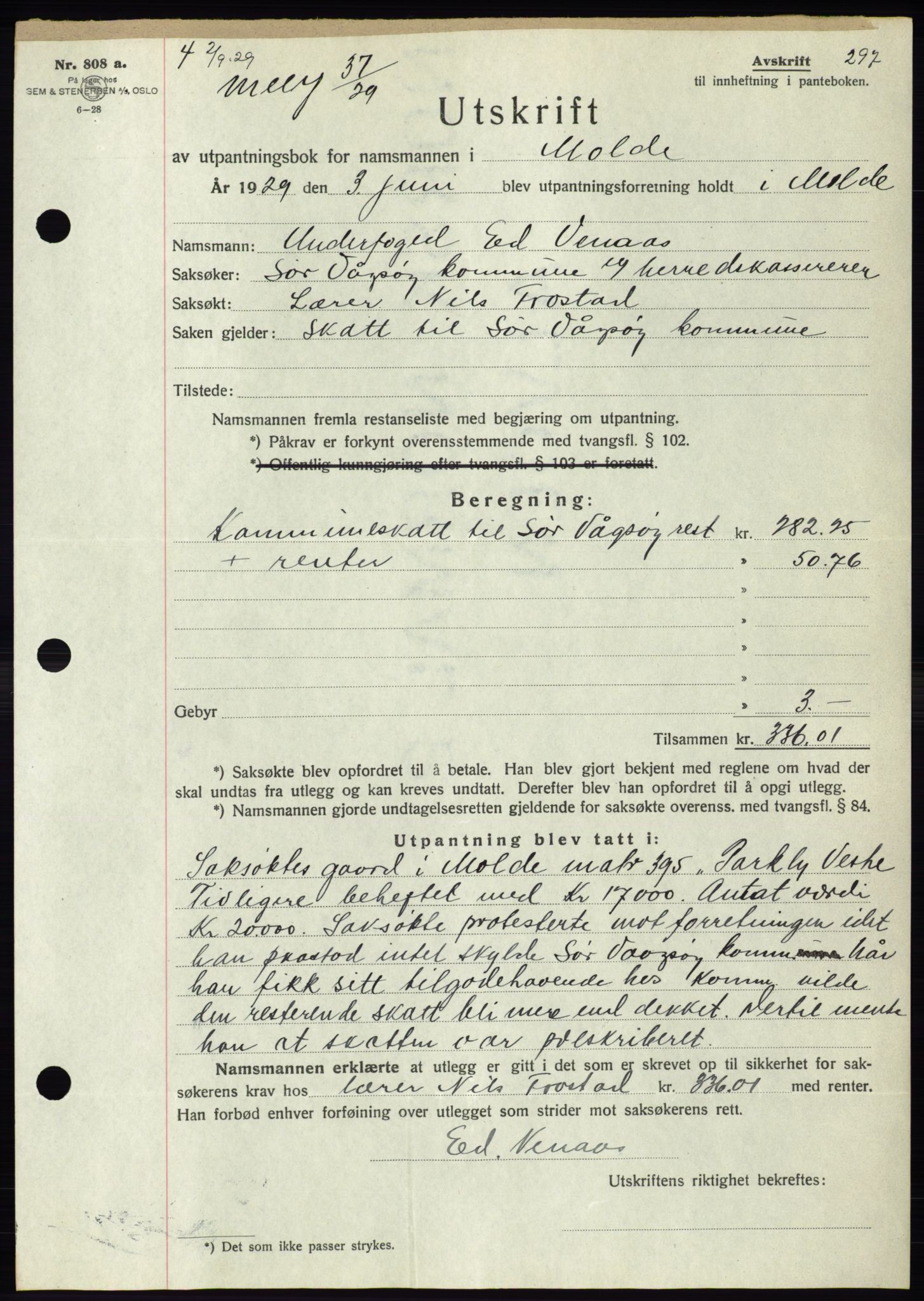 Molde byfogd, AV/SAT-A-0025/2/2C/L0011: Mortgage book no. 11, 1926-1932, Deed date: 02.09.1929