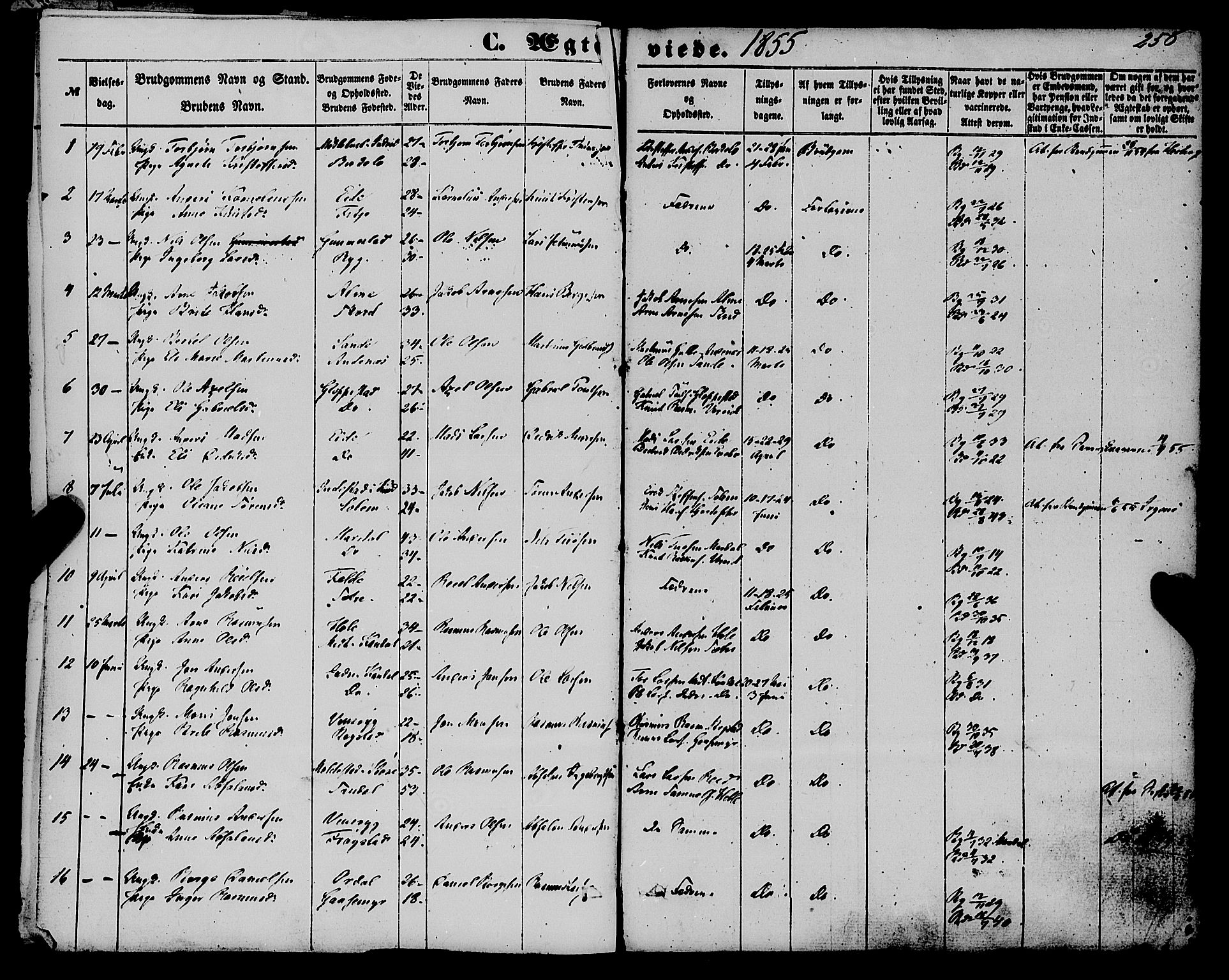 Gloppen sokneprestembete, AV/SAB-A-80101/H/Haa/Haaa/L0009: Parish register (official) no. A 9, 1855-1870, p. 258