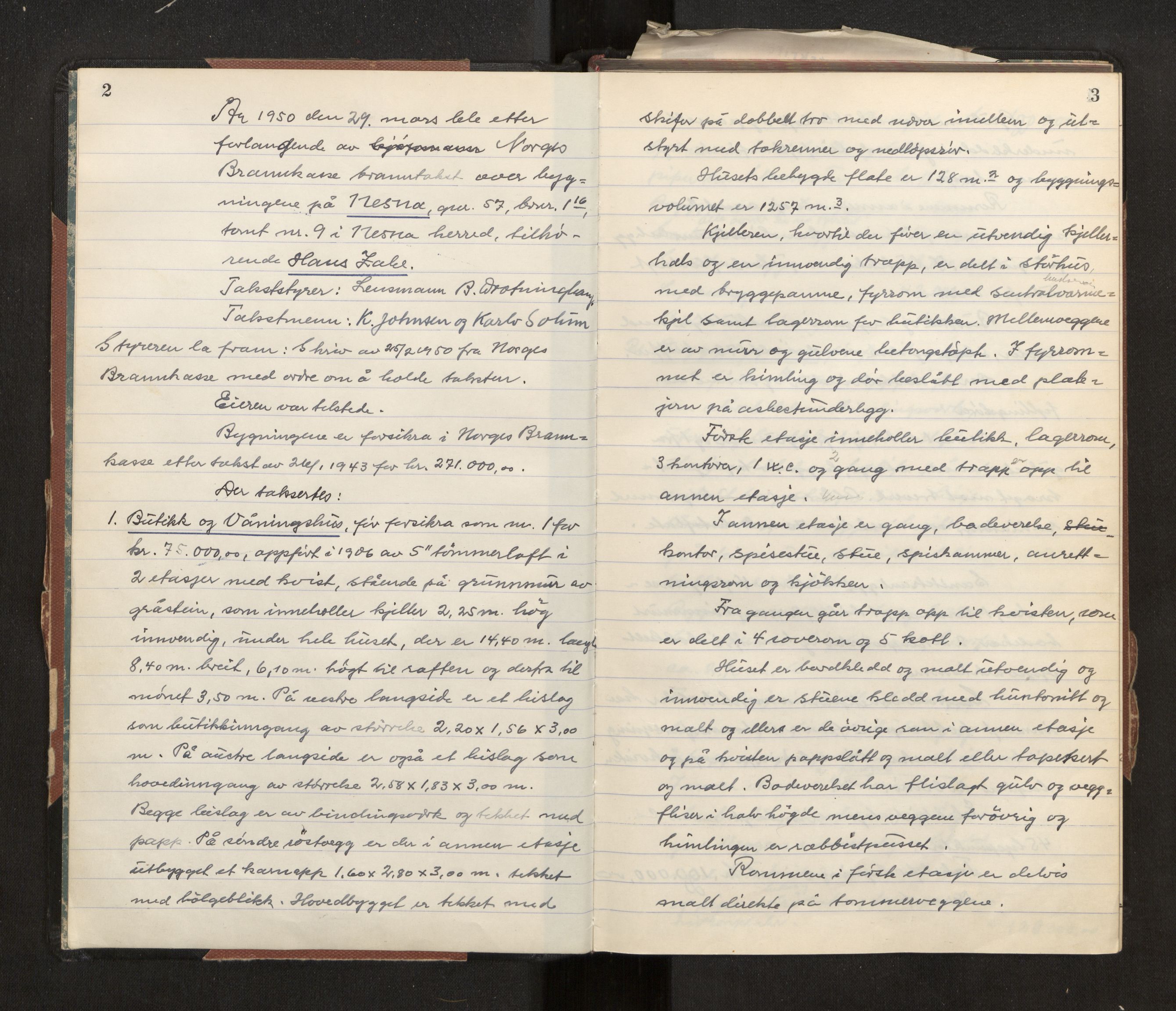 Norges Brannkasse Nesna, AV/SAT-A-5575/Fa/L0006: Branntakstprotokoll, 1950-1954, p. 2-3