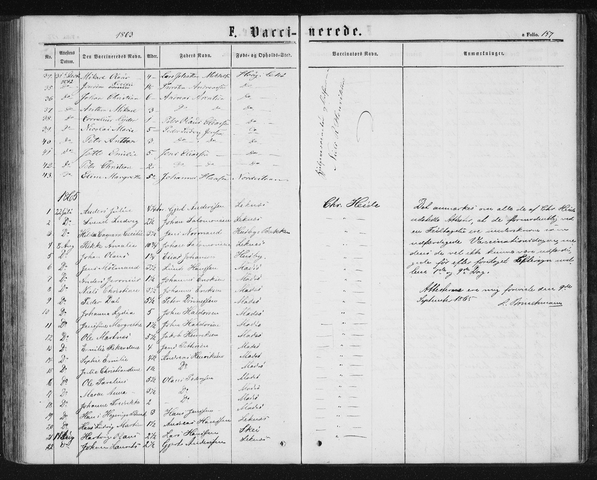 Ministerialprotokoller, klokkerbøker og fødselsregistre - Nord-Trøndelag, SAT/A-1458/788/L0696: Parish register (official) no. 788A03, 1863-1877, p. 157
