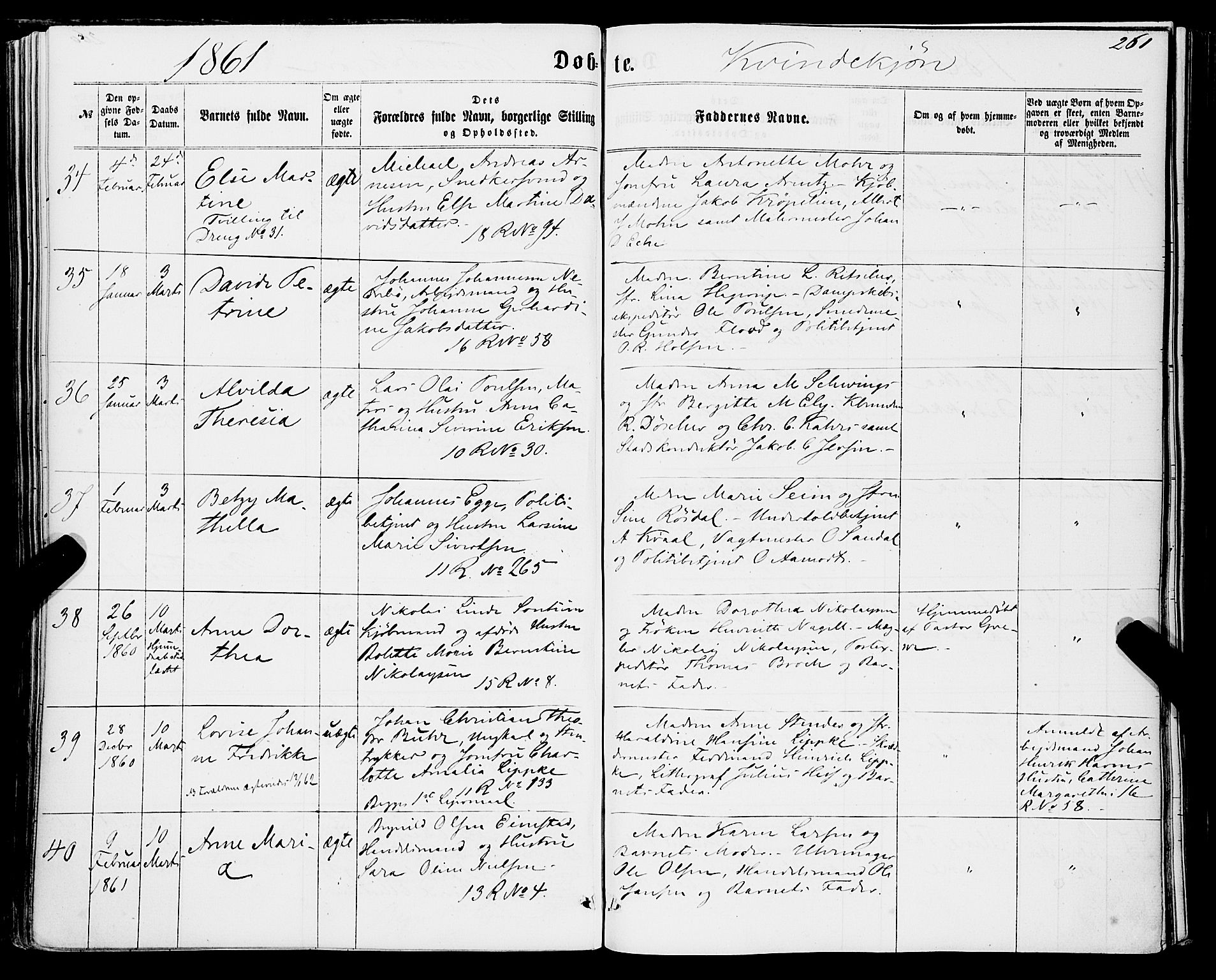 Domkirken sokneprestembete, AV/SAB-A-74801/H/Haa/L0021: Parish register (official) no. B 4, 1859-1871, p. 261