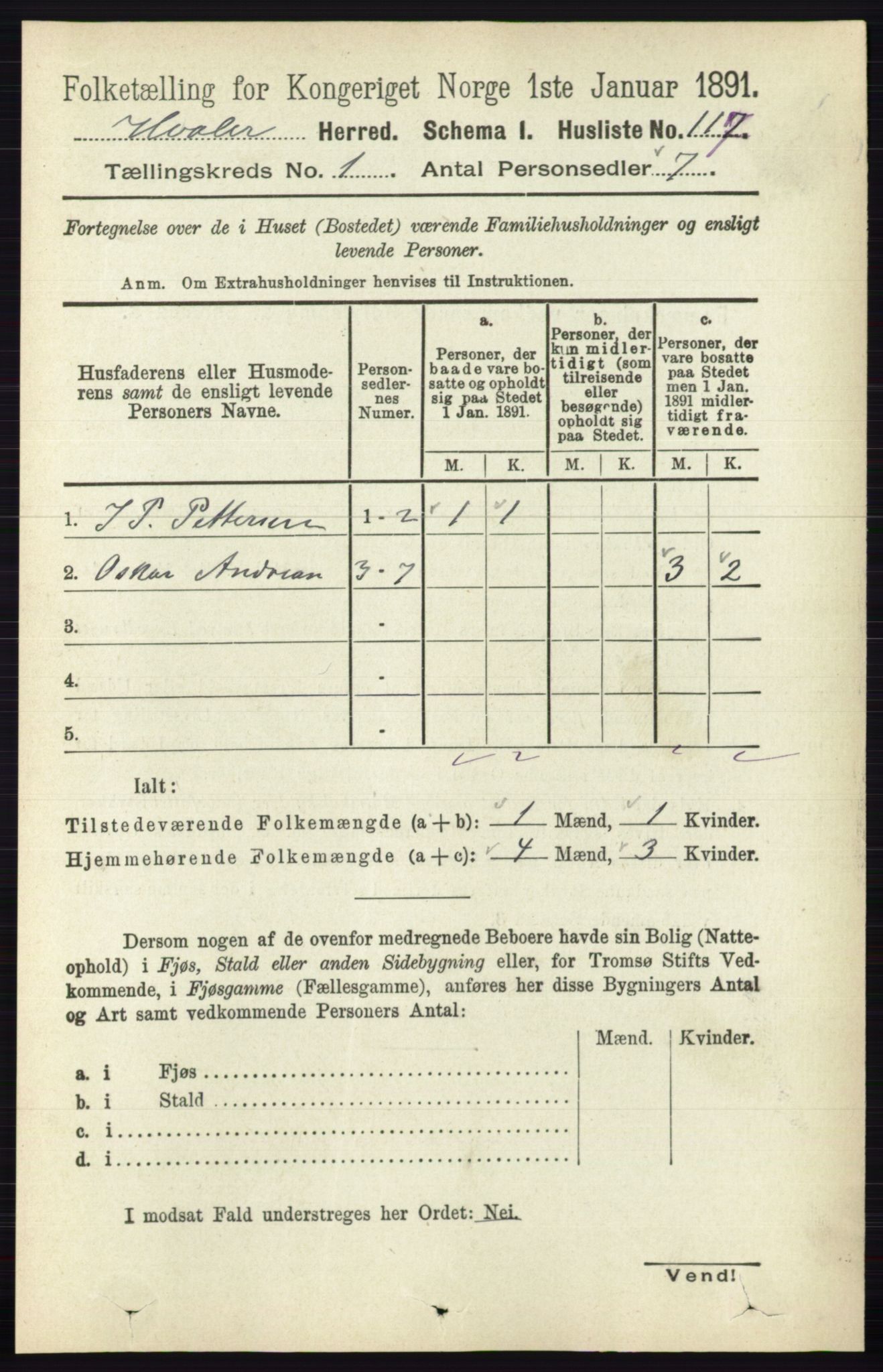 RA, 1891 census for 0111 Hvaler, 1891, p. 140