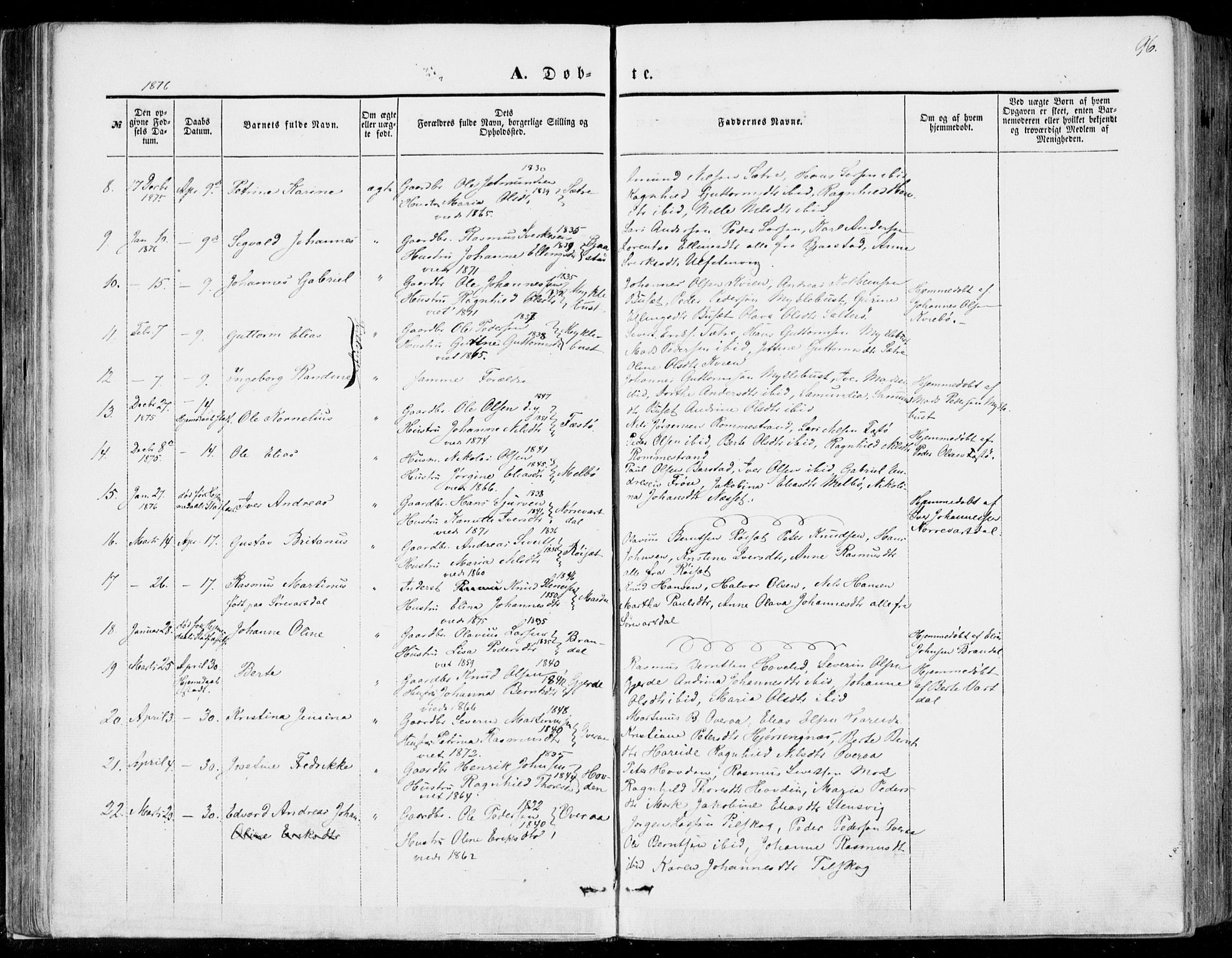 Ministerialprotokoller, klokkerbøker og fødselsregistre - Møre og Romsdal, SAT/A-1454/510/L0121: Parish register (official) no. 510A01, 1848-1877, p. 96