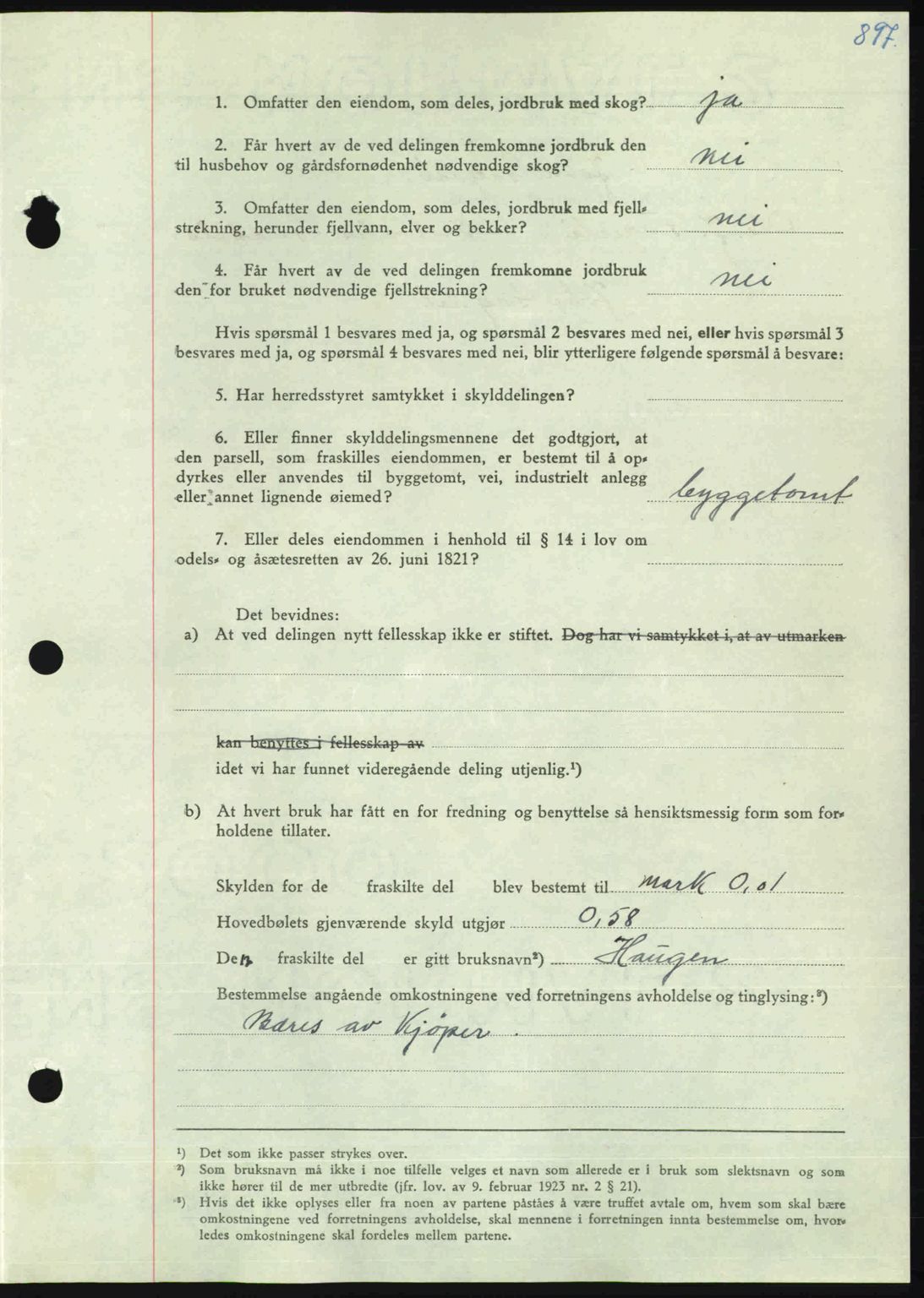 Nordmøre sorenskriveri, AV/SAT-A-4132/1/2/2Ca: Mortgage book no. A106, 1947-1947, Diary no: : 2804/1947