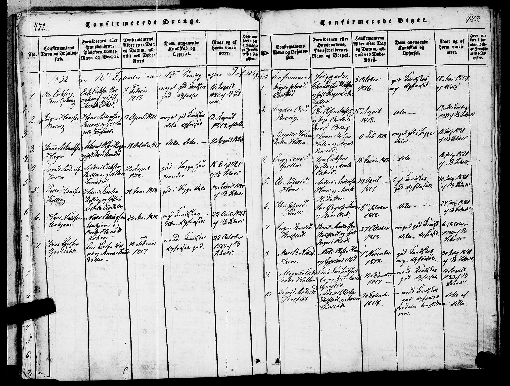 Ministerialprotokoller, klokkerbøker og fødselsregistre - Møre og Romsdal, SAT/A-1454/545/L0585: Parish register (official) no. 545A01, 1818-1853, p. 472-473