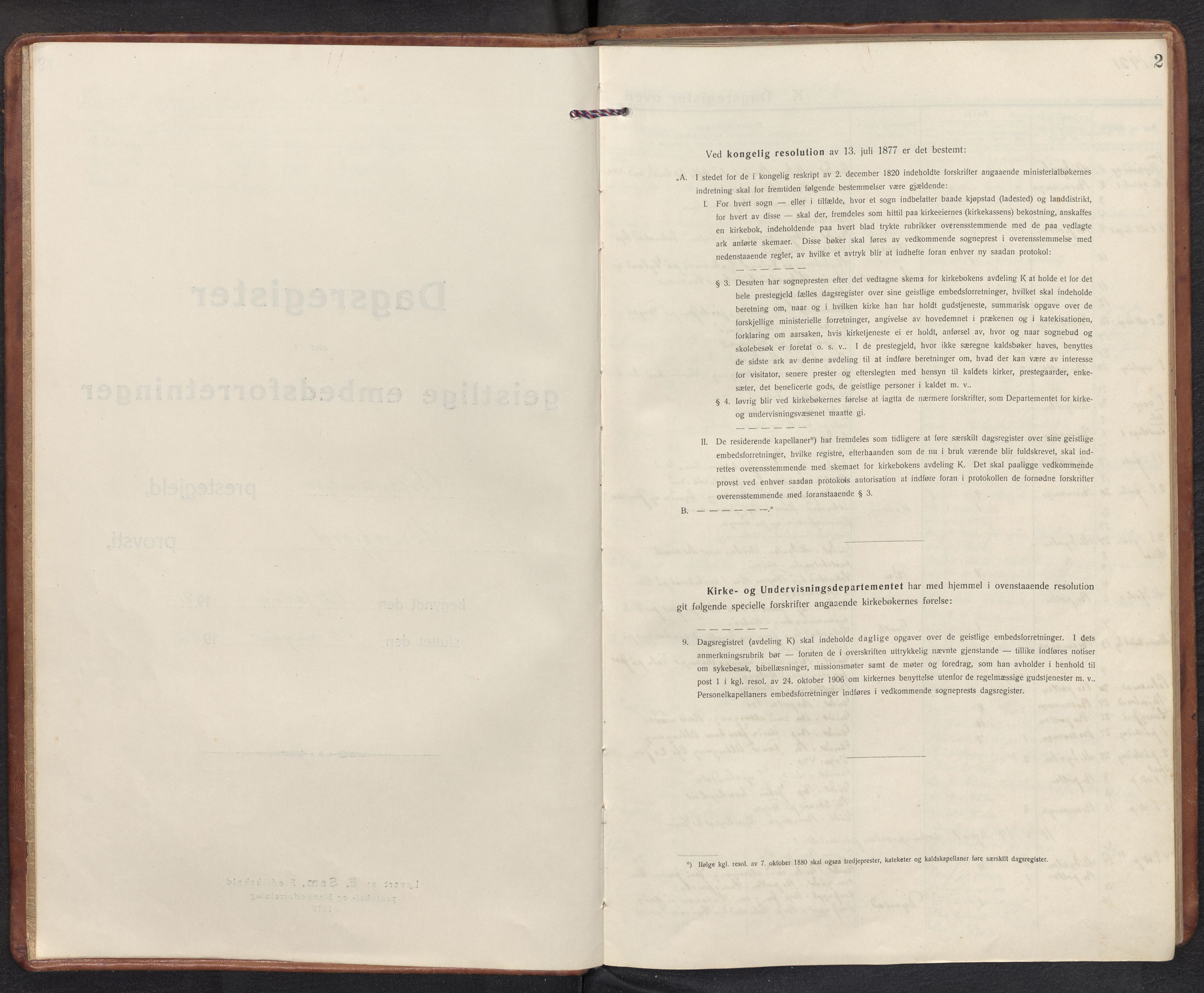 Bremanger sokneprestembete, AV/SAB-A-82201/H/Haa/Haad/L0001: Diary records no. D 1, 1921-1952, p. 1b-2a