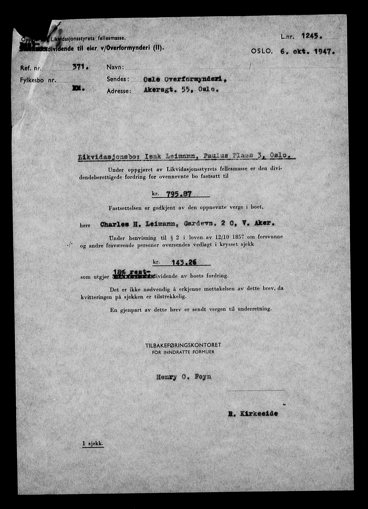 Justisdepartementet, Tilbakeføringskontoret for inndratte formuer, RA/S-1564/H/Hc/Hcc/L0955: --, 1945-1947, p. 538