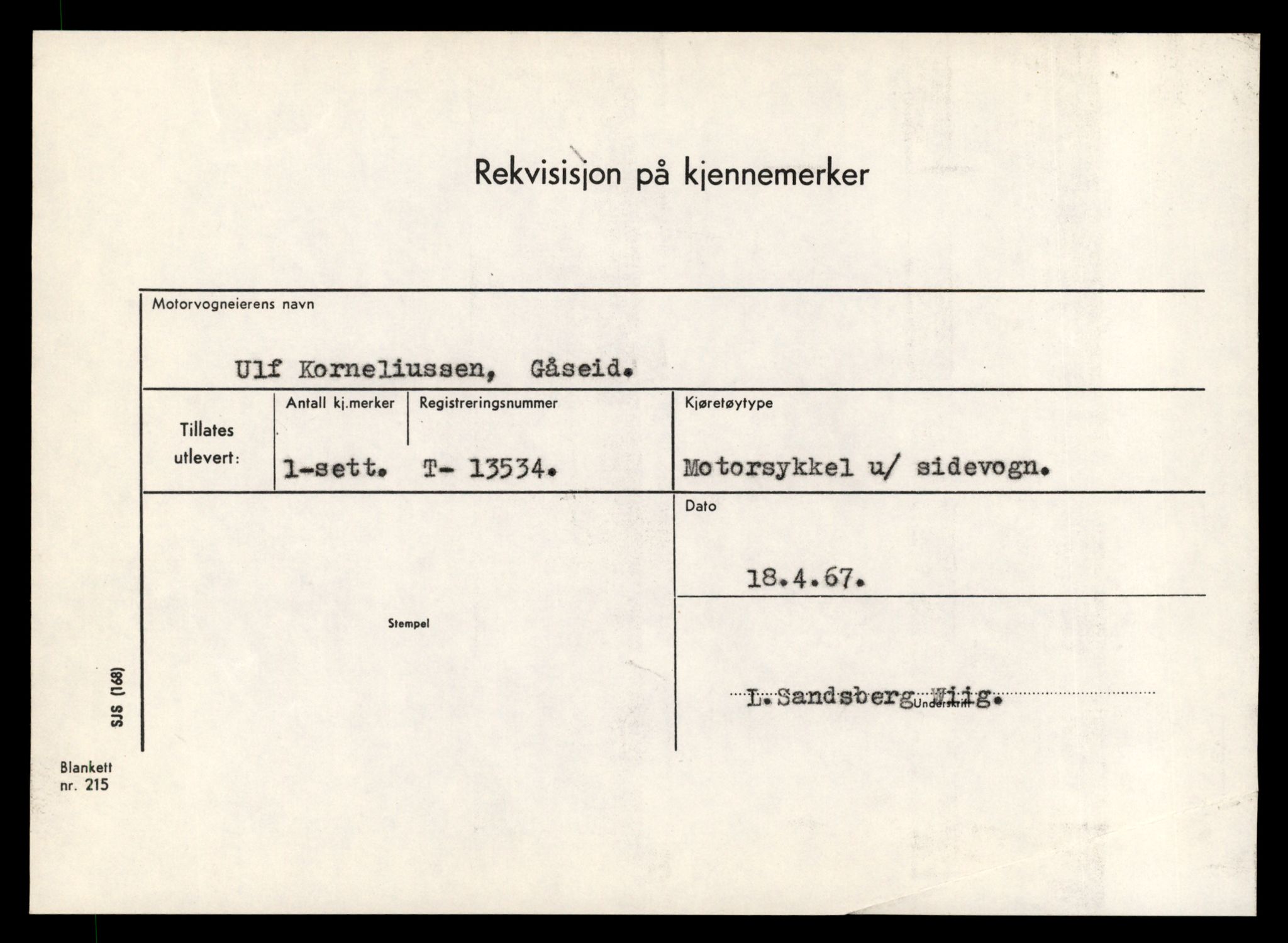 Møre og Romsdal vegkontor - Ålesund trafikkstasjon, AV/SAT-A-4099/F/Fe/L0040: Registreringskort for kjøretøy T 13531 - T 13709, 1927-1998, p. 90