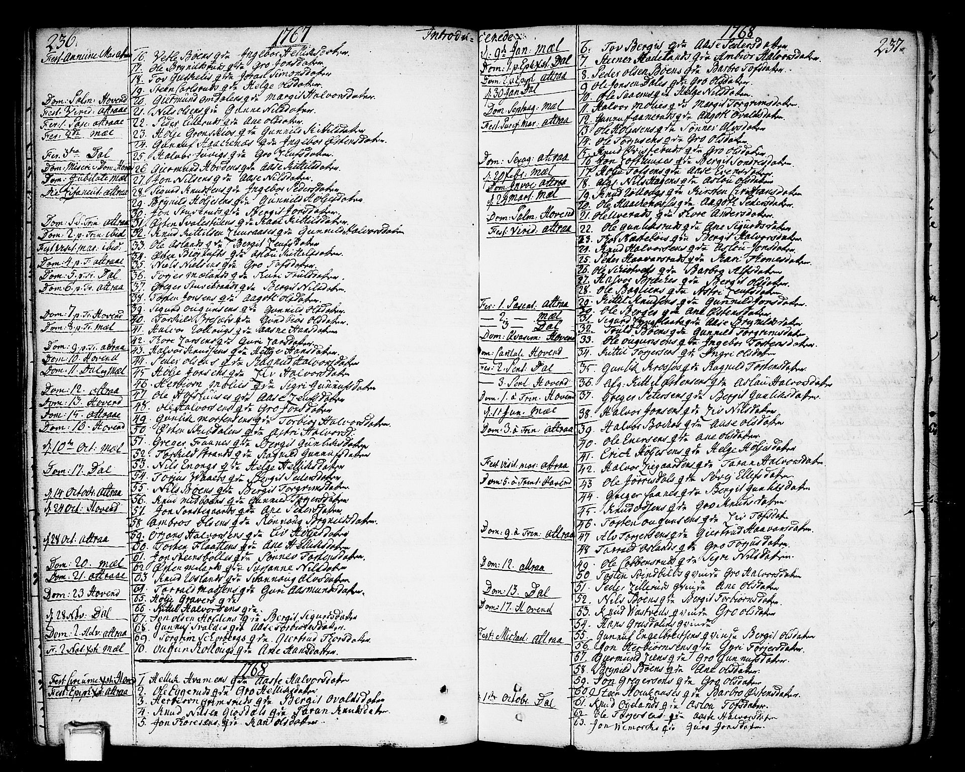 Tinn kirkebøker, SAKO/A-308/F/Fa/L0002: Parish register (official) no. I 2, 1757-1810, p. 236-237