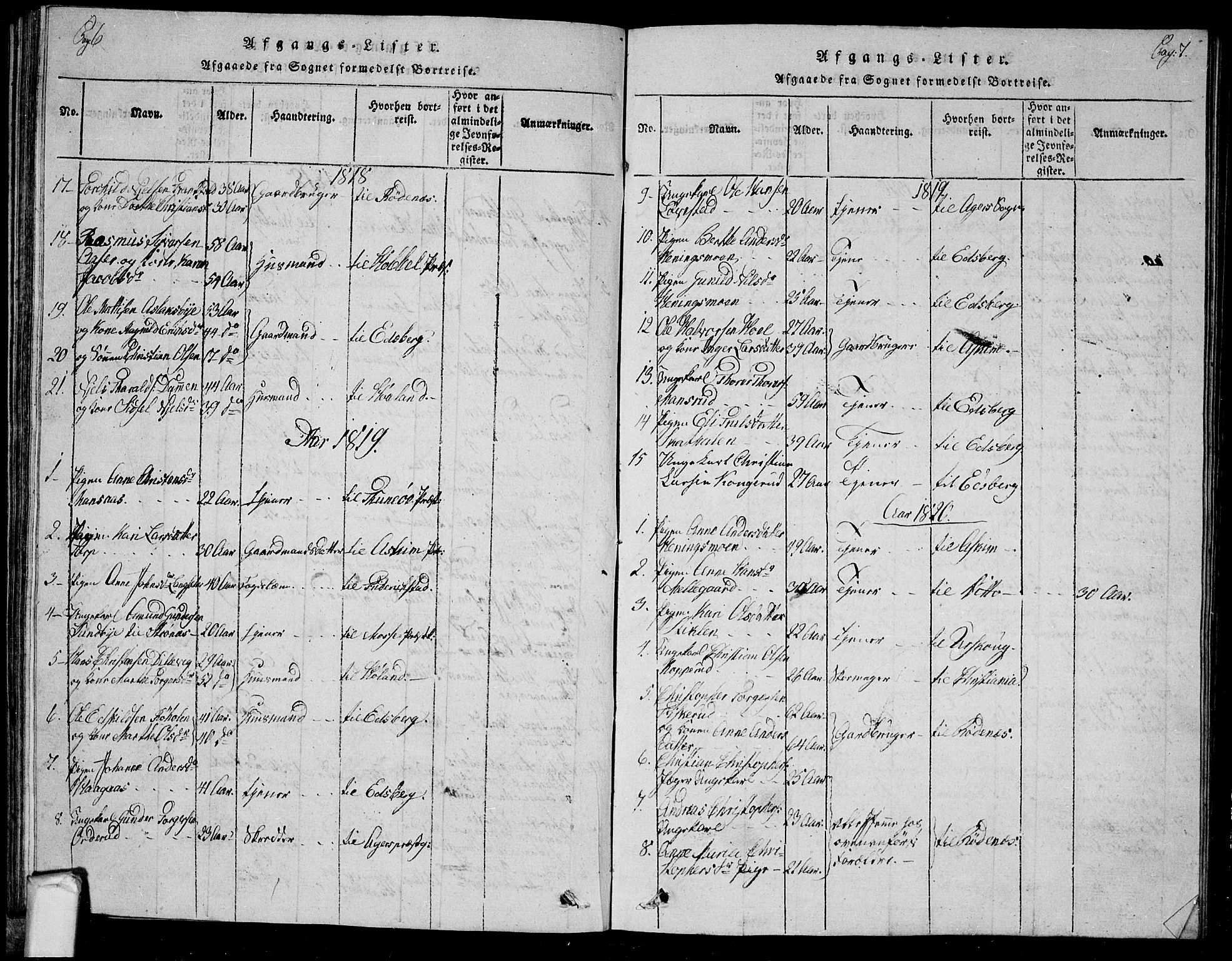 Trøgstad prestekontor Kirkebøker, AV/SAO-A-10925/G/Ga/L0001: Parish register (copy) no. I 1, 1815-1831, p. 6-7