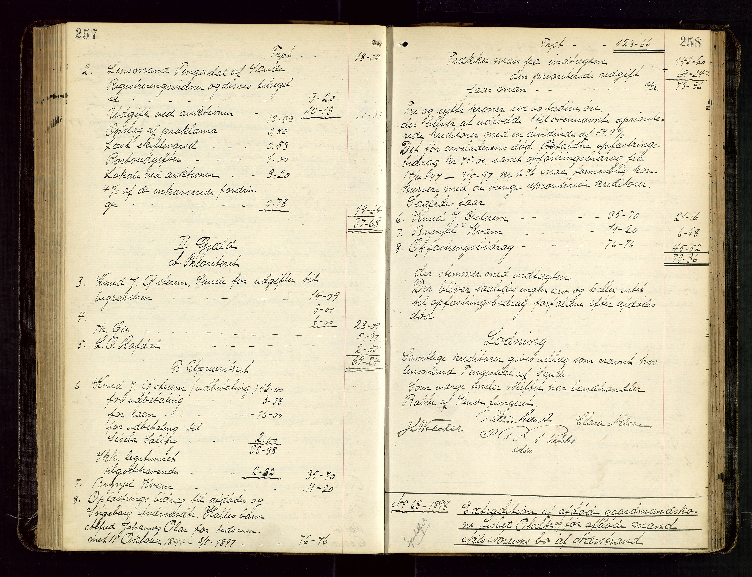 Ryfylke tingrett, AV/SAST-A-100055/001/IV/IVD/L0030: Skifteprotokoll, register i protokollen, 1897-1899, p. 257-258