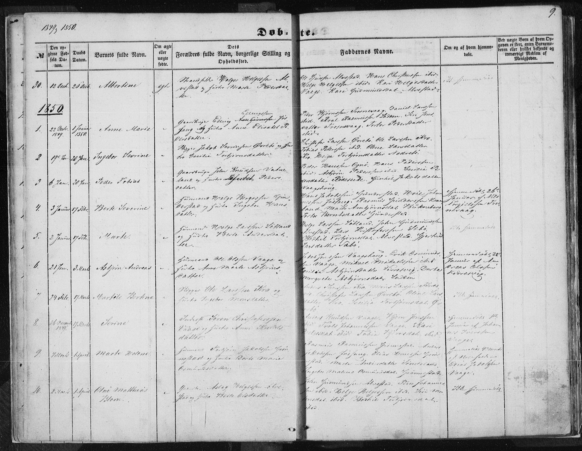 Tysvær sokneprestkontor, SAST/A -101864/H/Ha/Haa/L0002: Parish register (official) no. A 2, 1847-1856, p. 9