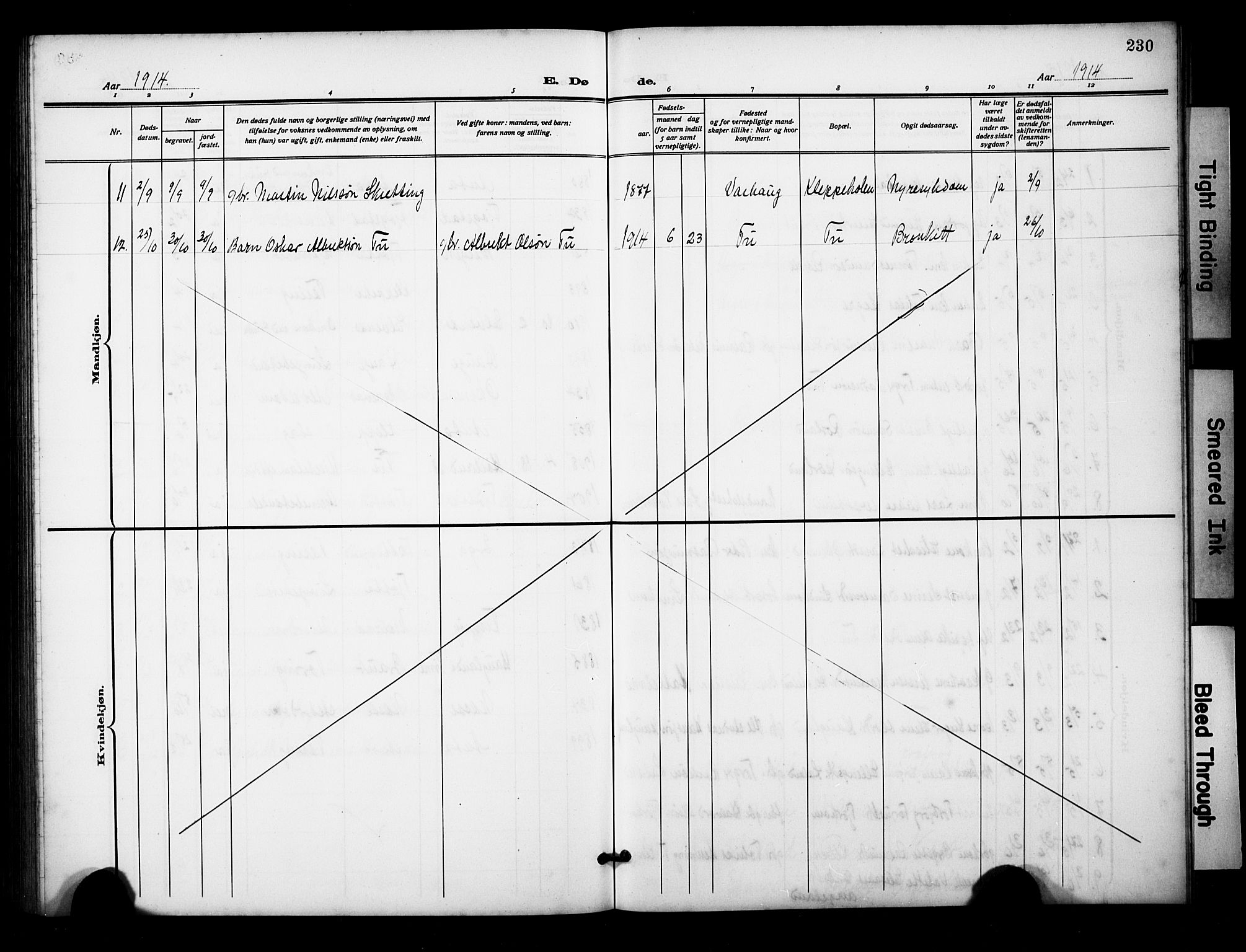 Klepp sokneprestkontor, AV/SAST-A-101803/001/3/30BB/L0007: Parish register (copy) no. B 7, 1908-1934, p. 230