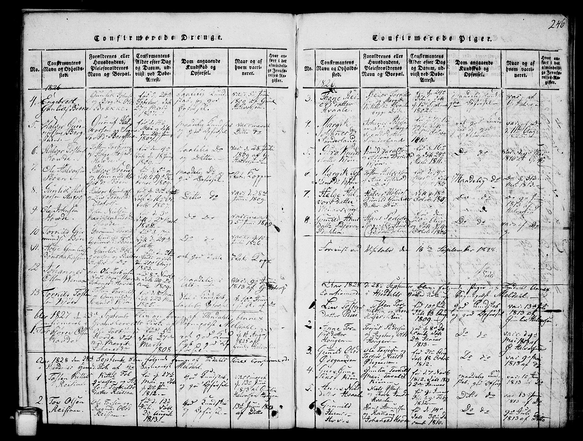 Hjartdal kirkebøker, SAKO/A-270/G/Gc/L0001: Parish register (copy) no. III 1, 1815-1842, p. 246