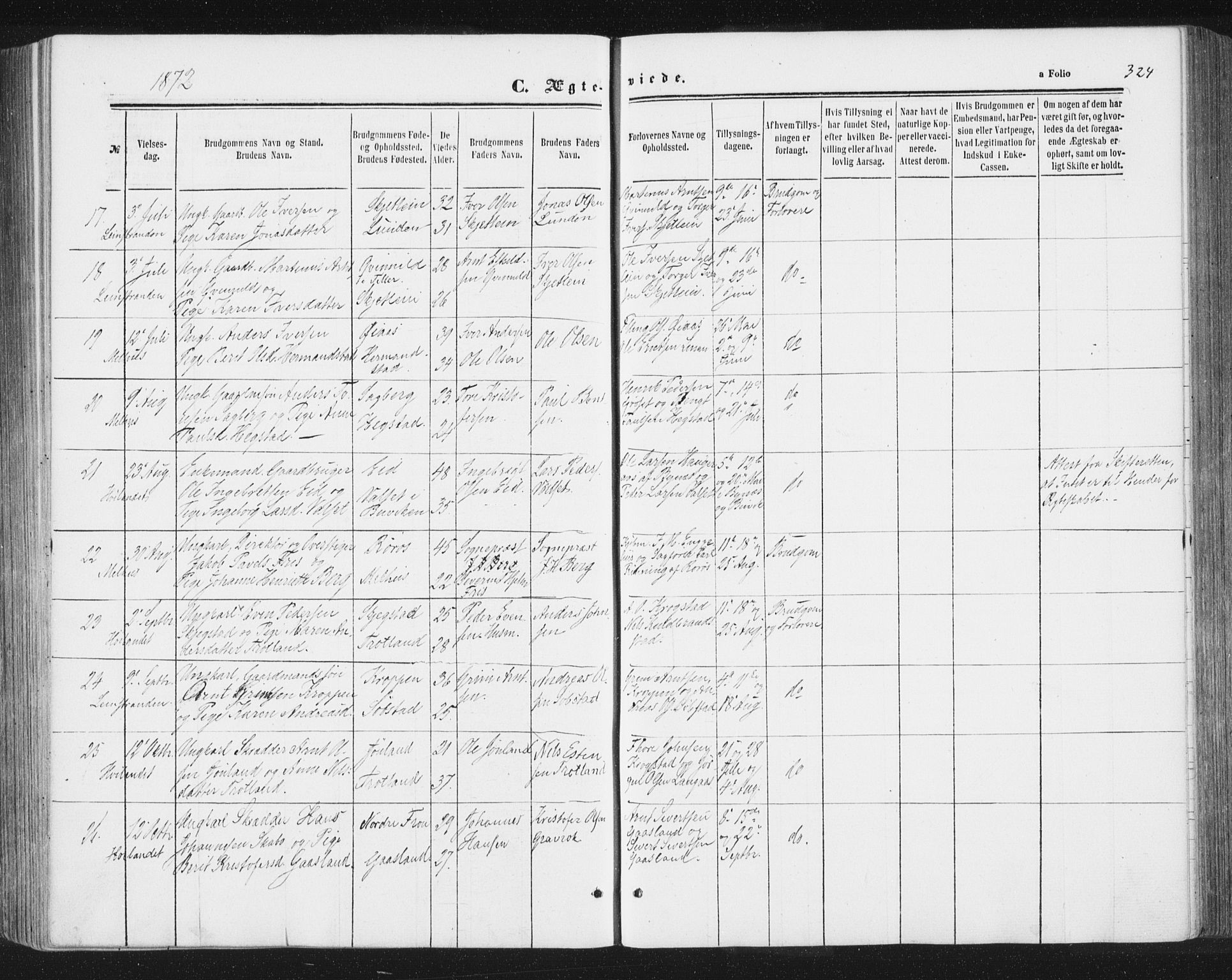 Ministerialprotokoller, klokkerbøker og fødselsregistre - Sør-Trøndelag, SAT/A-1456/691/L1077: Parish register (official) no. 691A09, 1862-1873, p. 324