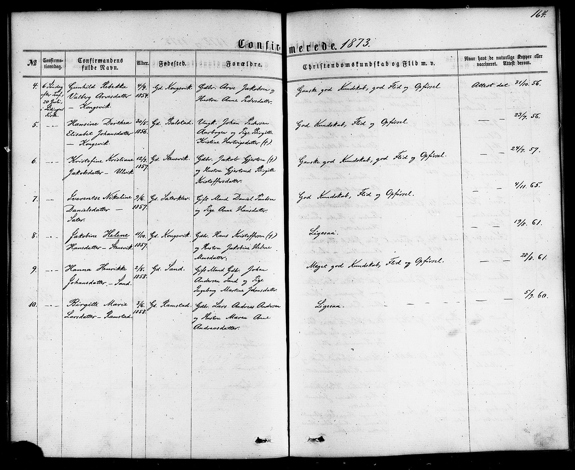 Ministerialprotokoller, klokkerbøker og fødselsregistre - Nordland, AV/SAT-A-1459/865/L0923: Parish register (official) no. 865A01, 1864-1884, p. 164