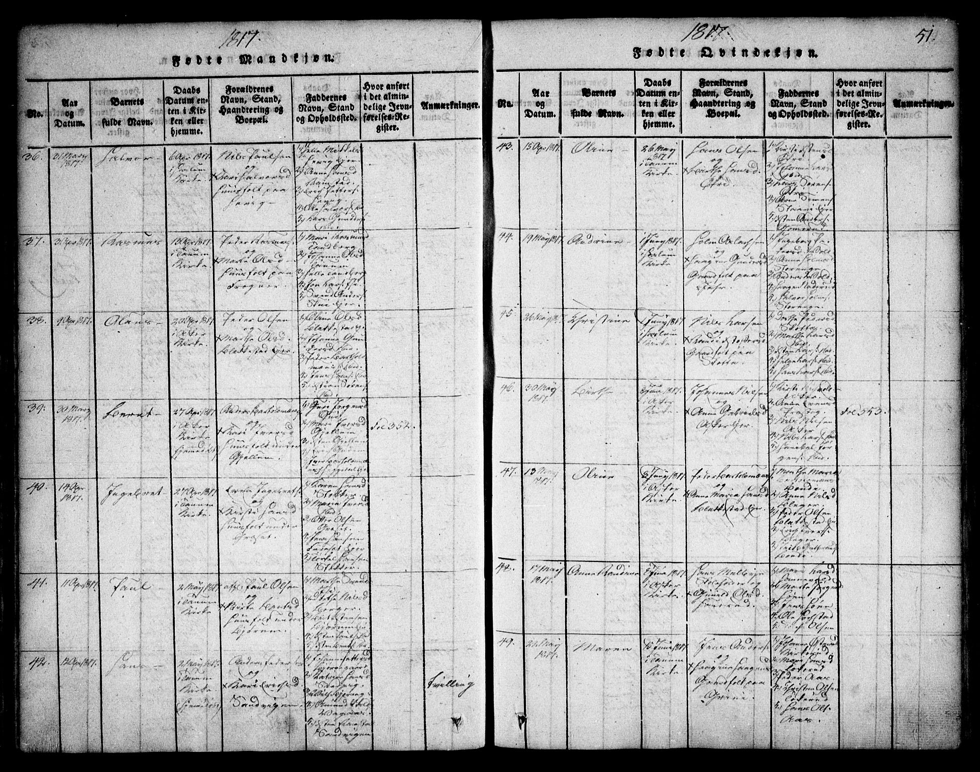 Asker prestekontor Kirkebøker, AV/SAO-A-10256a/F/Fa/L0006: Parish register (official) no. I 6, 1814-1824, p. 51