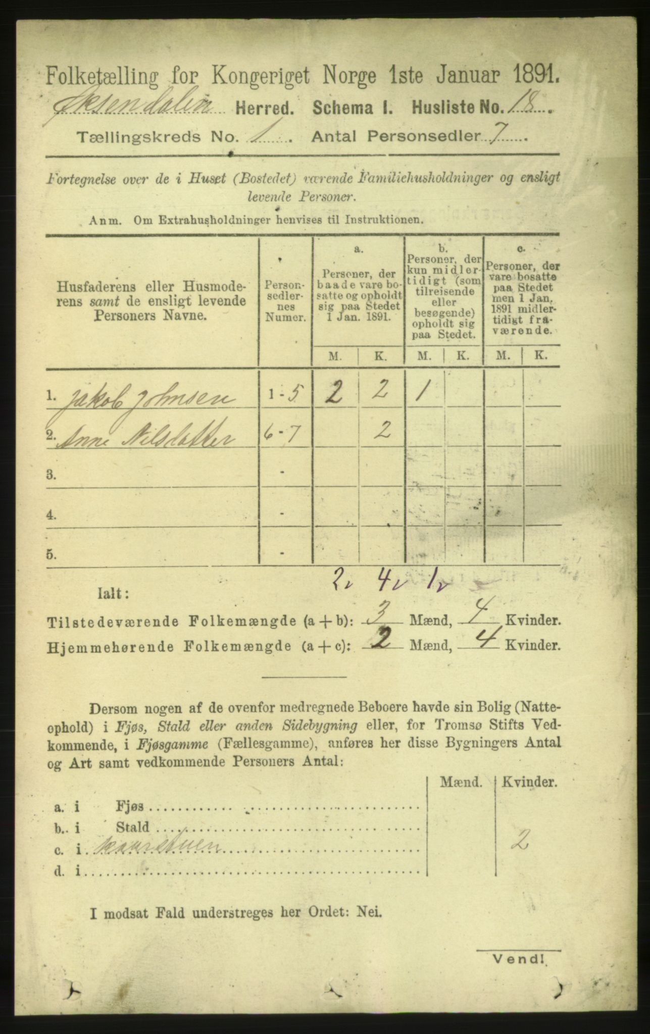 RA, 1891 census for 1561 Øksendal, 1891, p. 35