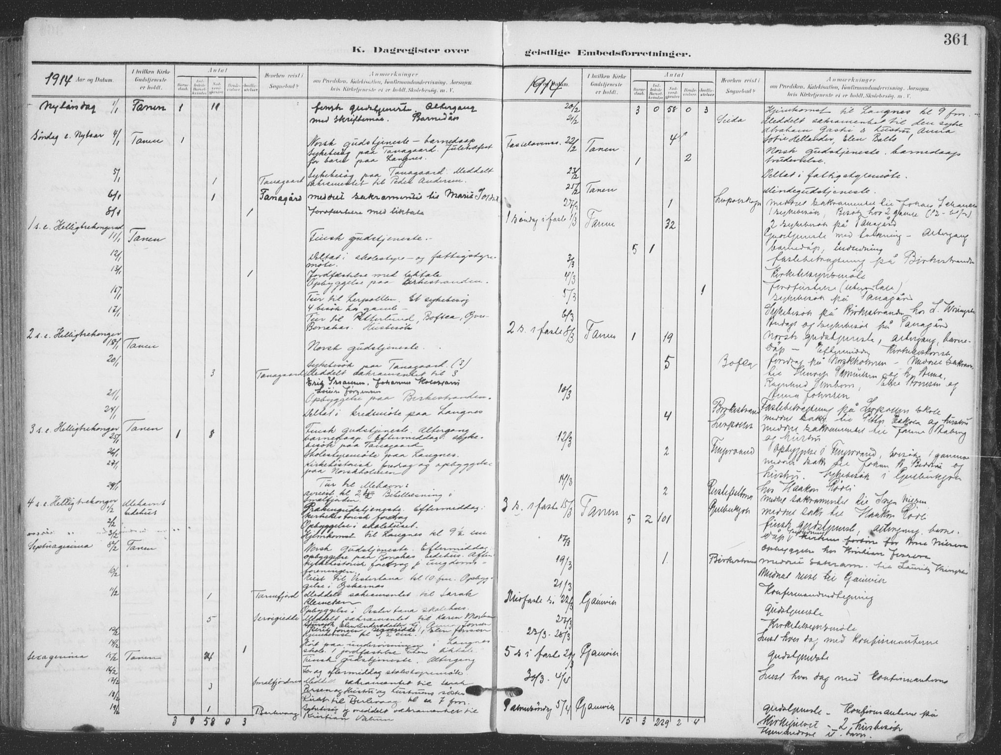 Tana sokneprestkontor, SATØ/S-1334/H/Ha/L0007kirke: Parish register (official) no. 7, 1904-1918, p. 361