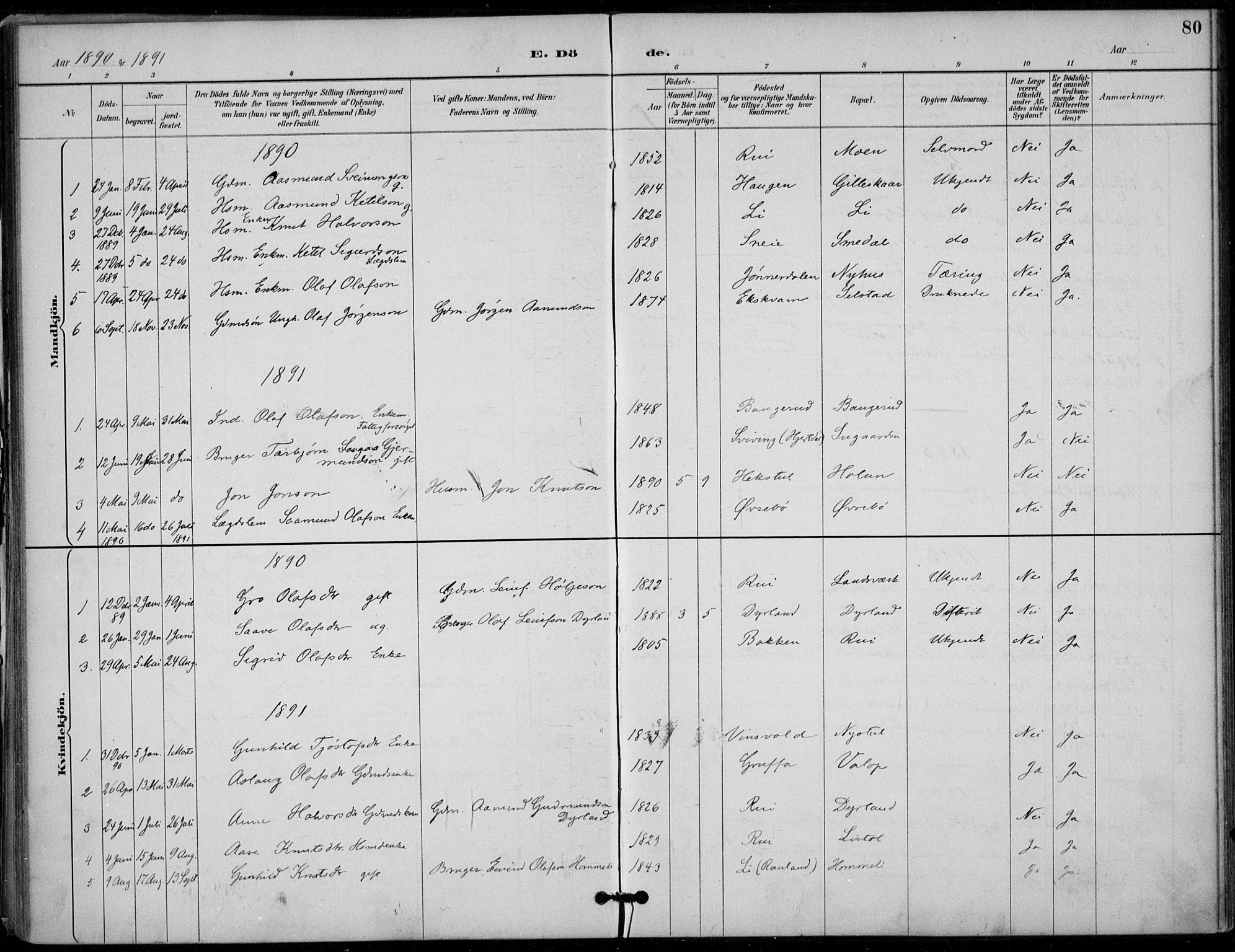 Seljord kirkebøker, SAKO/A-20/F/Fc/L0002: Parish register (official) no. III 2, 1887-1920, p. 80