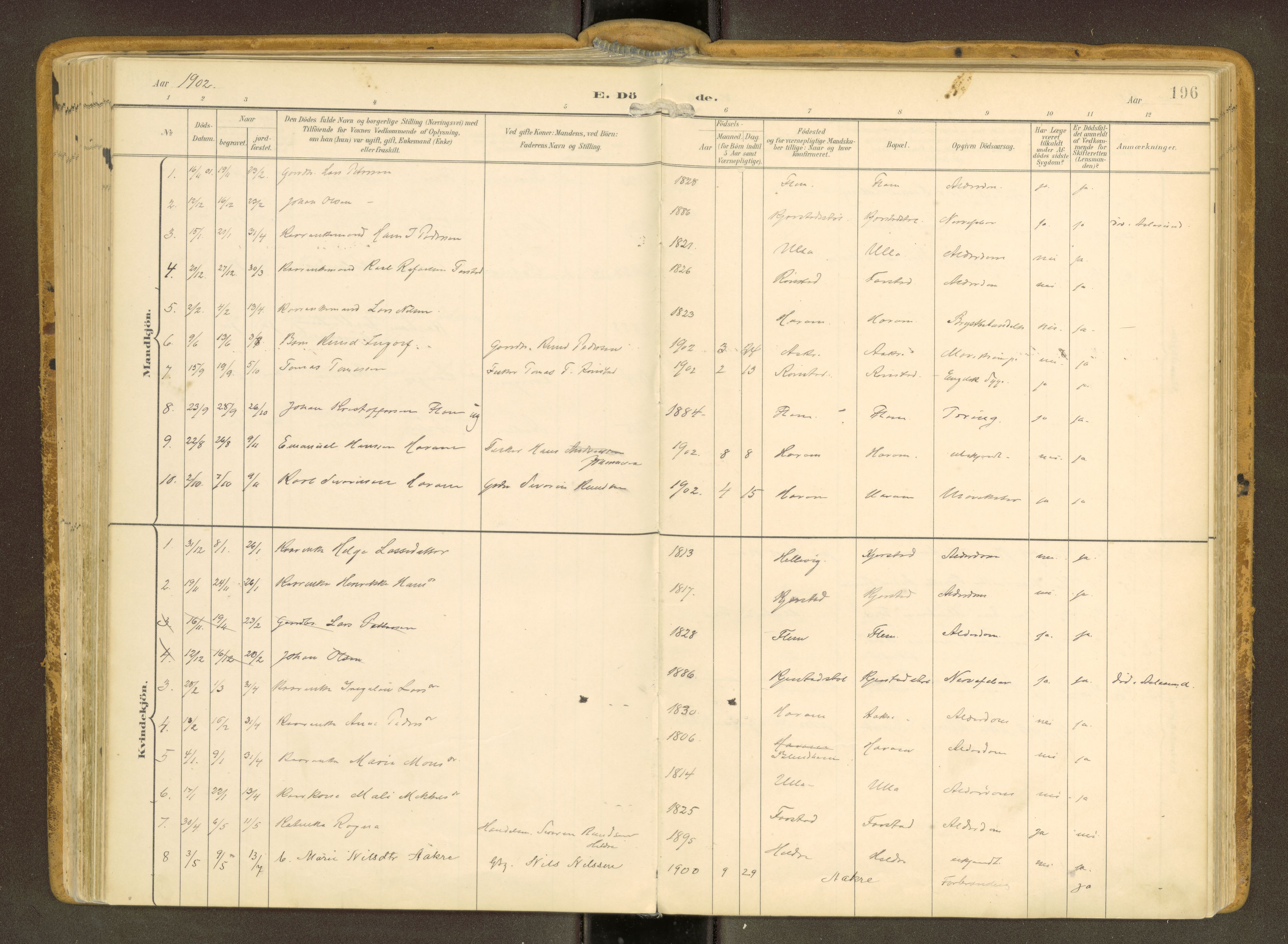 Ministerialprotokoller, klokkerbøker og fødselsregistre - Møre og Romsdal, SAT/A-1454/536/L0517: Parish register (official) no. 536A--, 1897-1917, p. 196