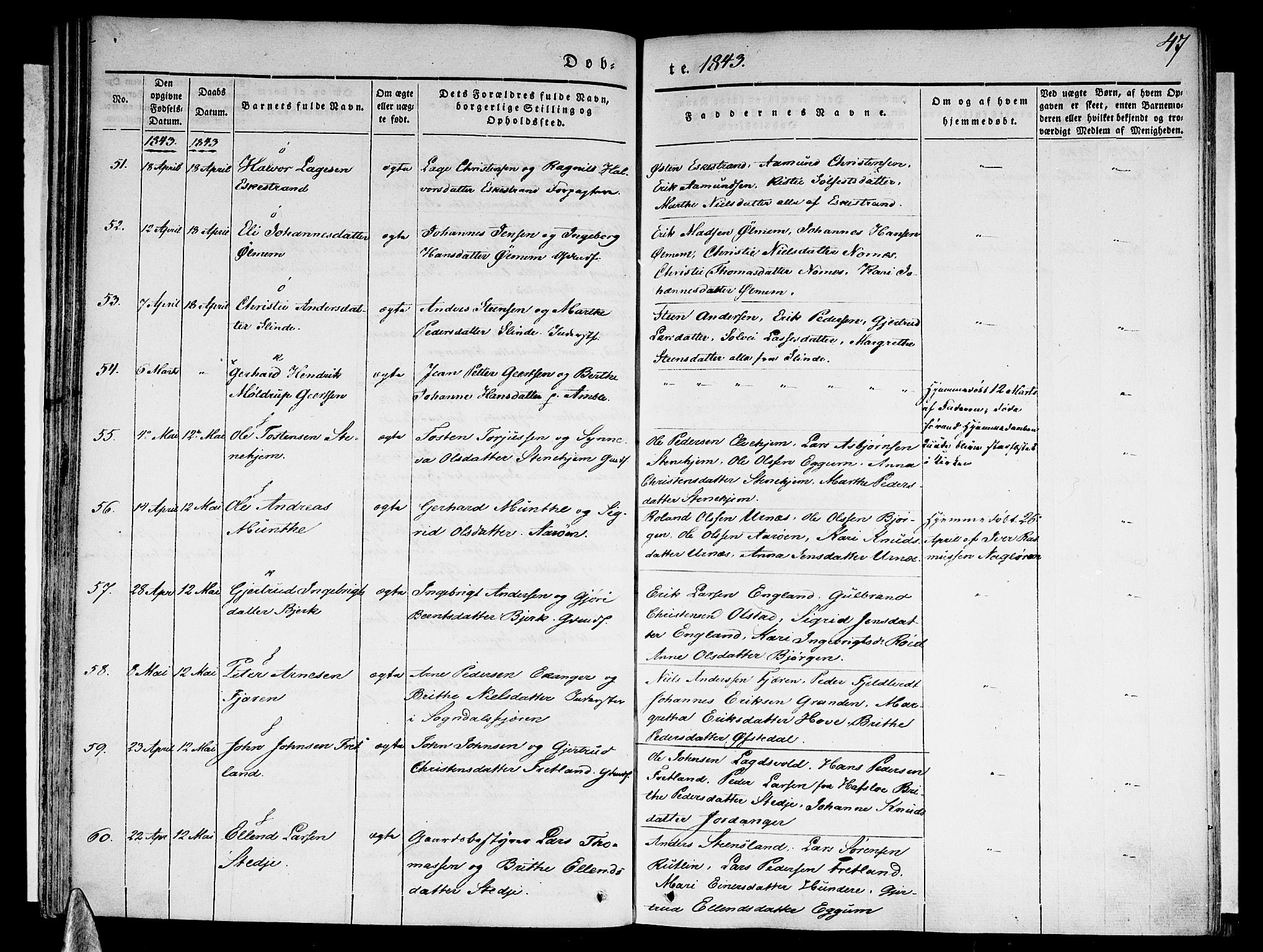 Sogndal sokneprestembete, SAB/A-81301/H/Haa/Haaa/L0011: Parish register (official) no. A 11, 1839-1847, p. 47