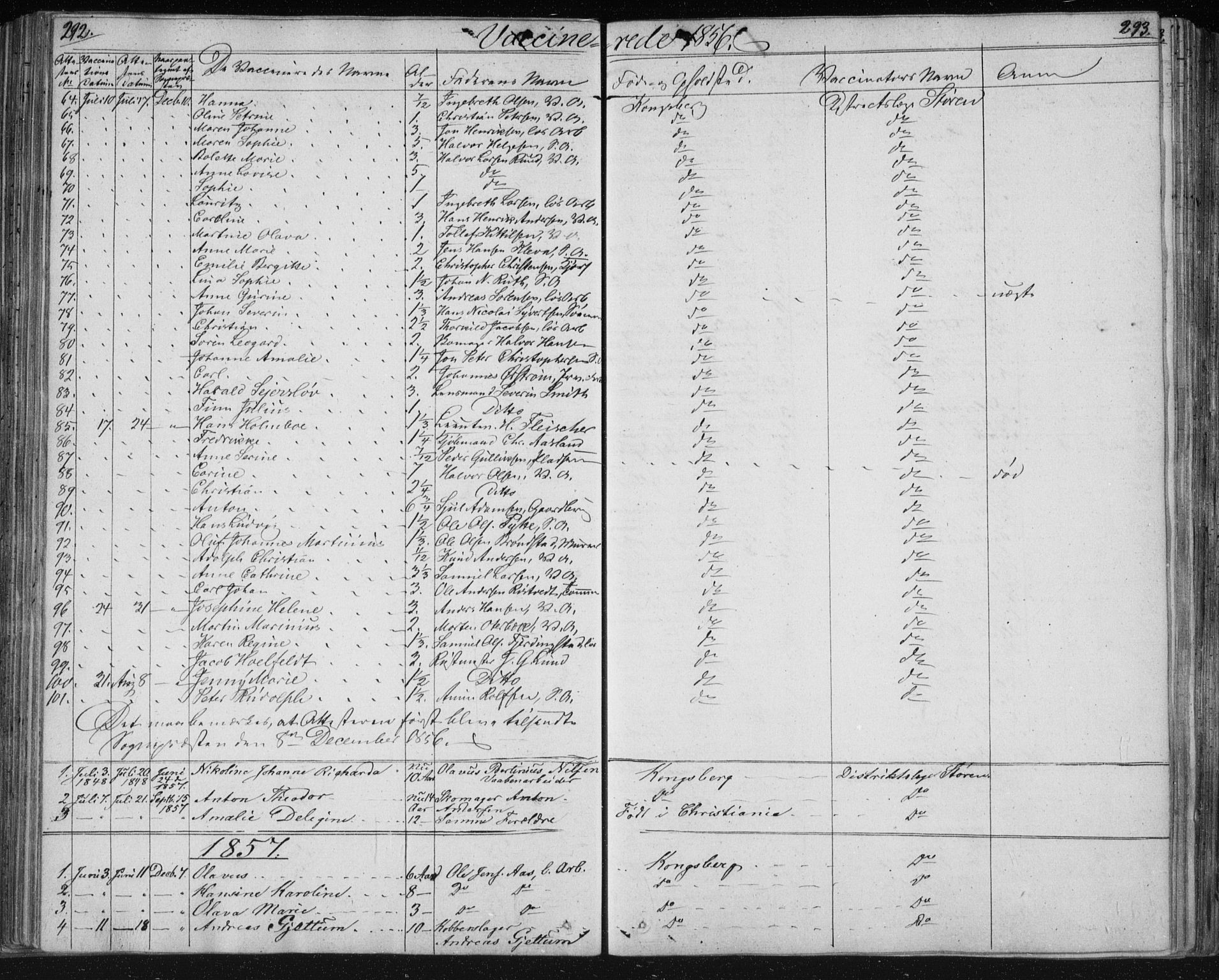 Kongsberg kirkebøker, SAKO/A-22/F/Fa/L0009: Parish register (official) no. I 9, 1839-1858, p. 292-293