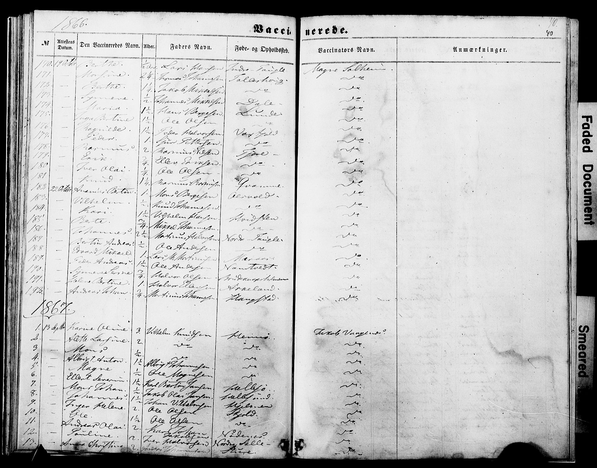 Manger sokneprestembete, SAB/A-76801/H/Haa: Parish register (official) no. A 11, 1860-1867, p. 40