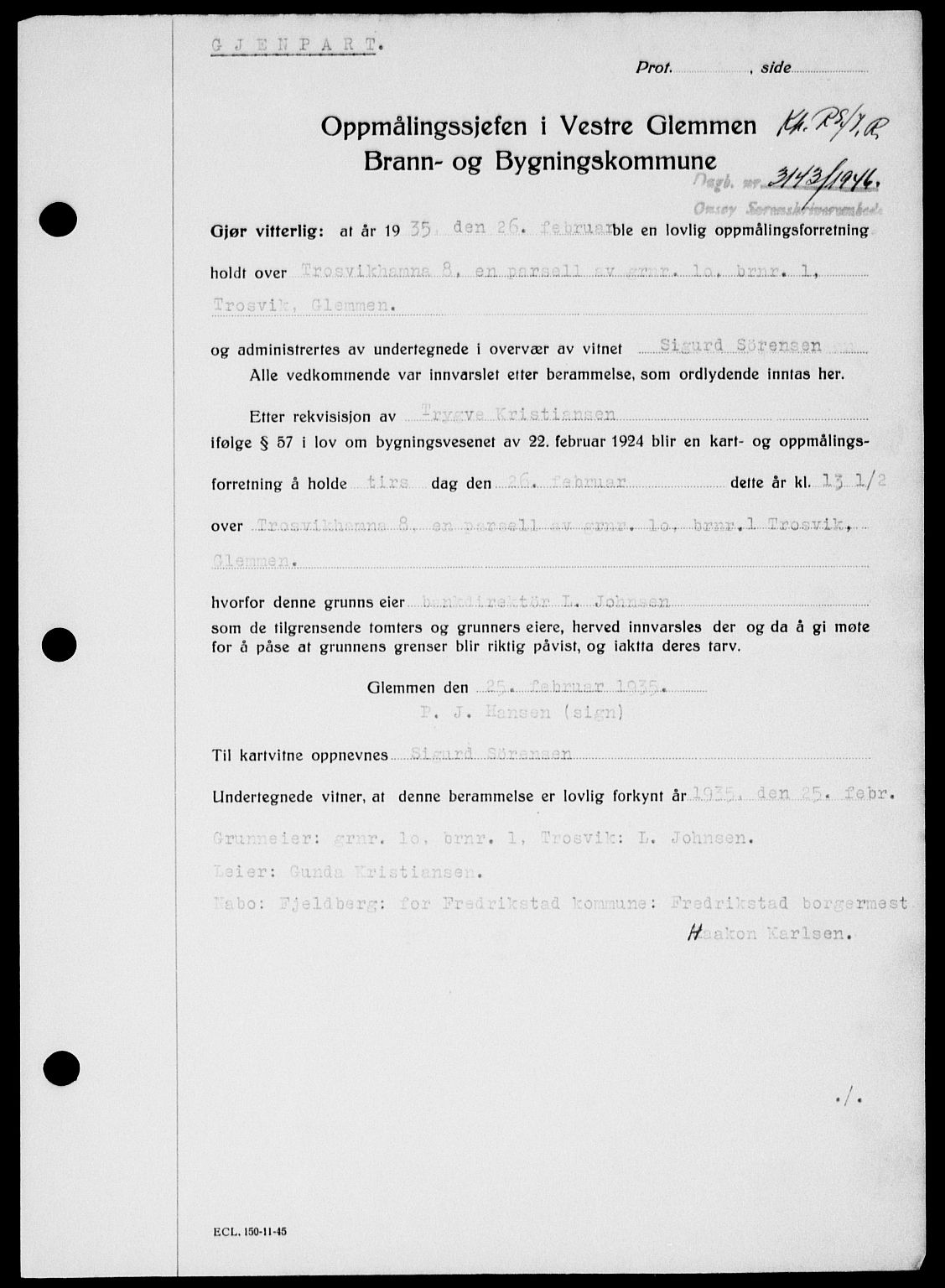 Onsøy sorenskriveri, SAO/A-10474/G/Ga/Gab/L0018: Mortgage book no. II A-18, 1946-1947, Diary no: : 3143/1946
