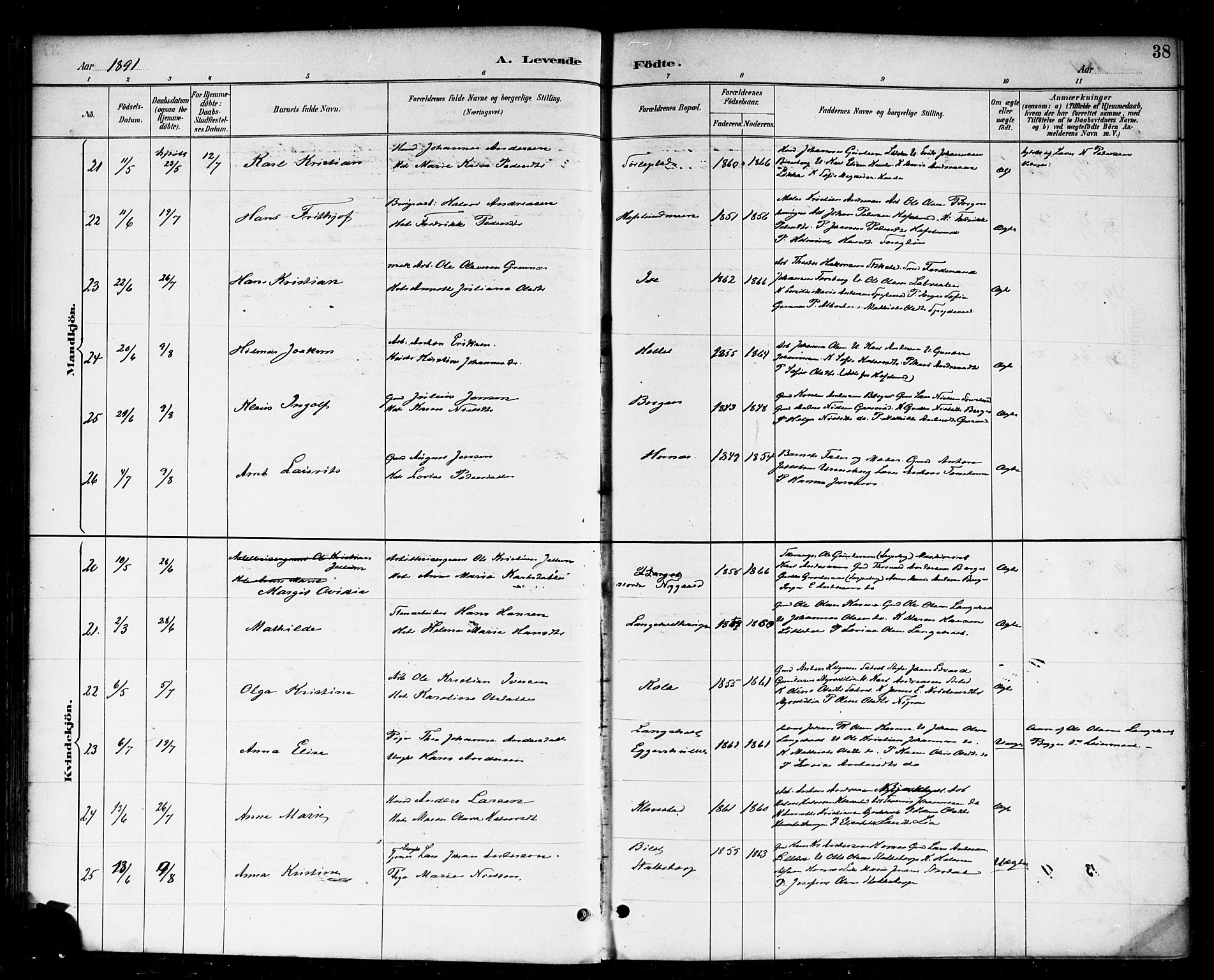 Skjeberg prestekontor Kirkebøker, AV/SAO-A-10923/F/Fa/L0009: Parish register (official) no. I 9, 1886-1897, p. 38