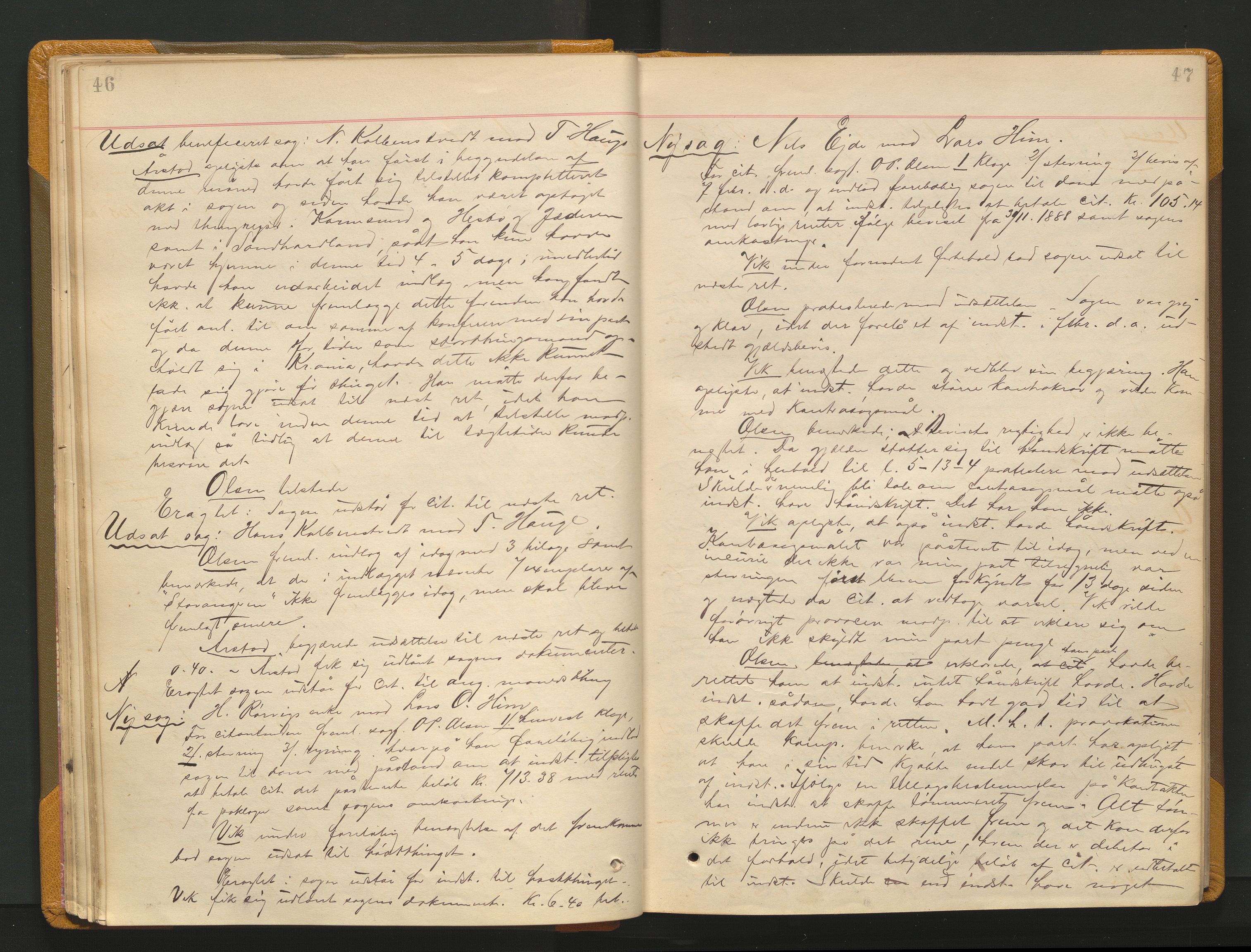 Ryfylke tingrett, AV/SAST-A-100055/001/I/IB/IB0/L0015: Tingbok, Ryfylke, 1889-1891, p. 46-47
