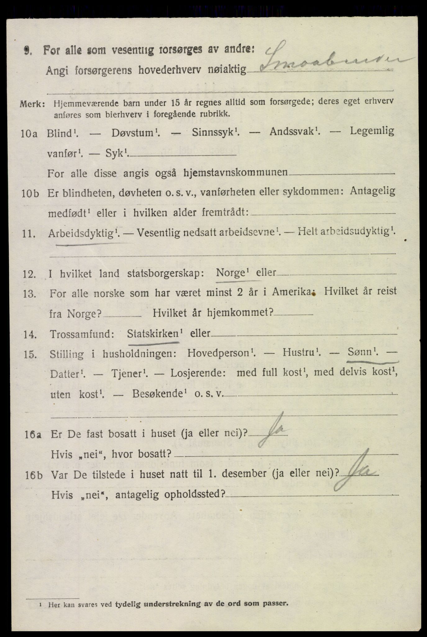 SAH, 1920 census for Torpa, 1920, p. 2836