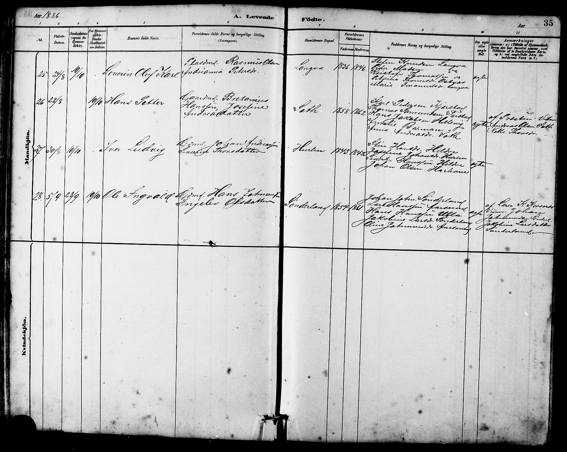 Ministerialprotokoller, klokkerbøker og fødselsregistre - Møre og Romsdal, AV/SAT-A-1454/536/L0510: Parish register (copy) no. 536C05, 1881-1898, p. 35