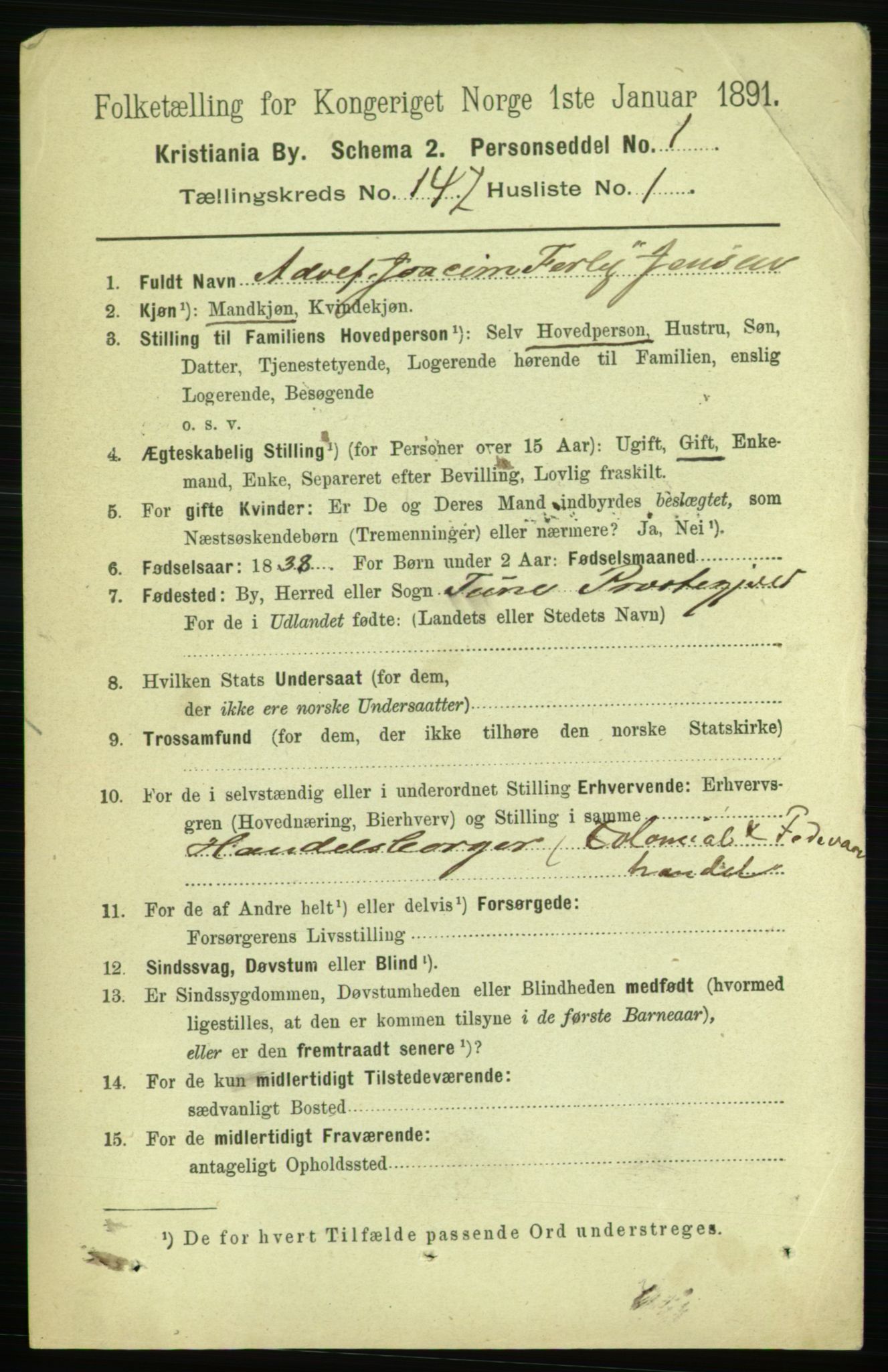 RA, 1891 census for 0301 Kristiania, 1891, p. 81594