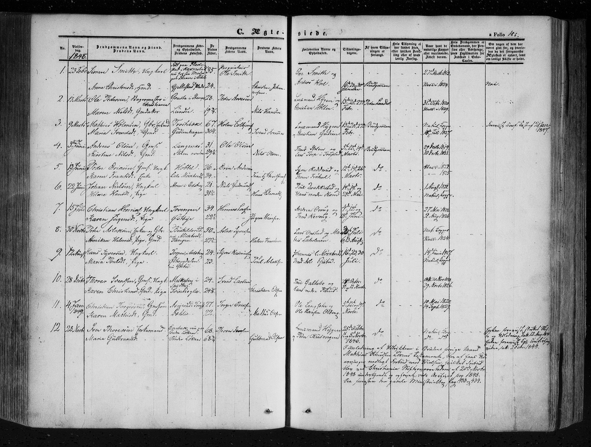 Askim prestekontor Kirkebøker, AV/SAO-A-10900/F/Fa/L0005: Parish register (official) no. 5, 1847-1879, p. 186