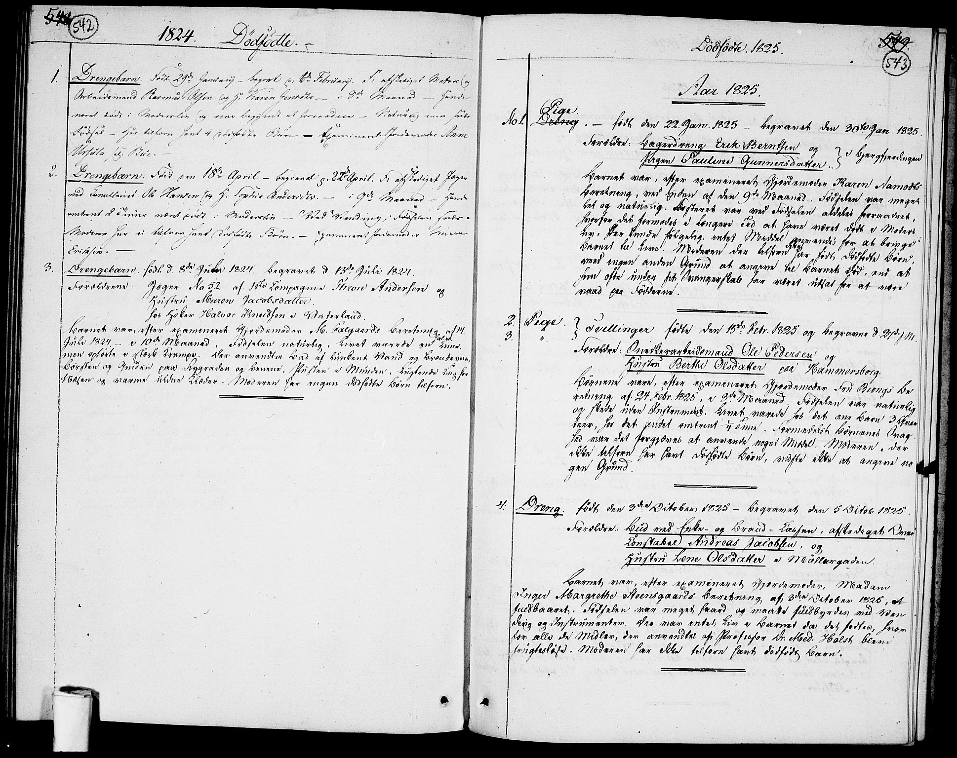 Garnisonsmenigheten Kirkebøker, AV/SAO-A-10846/F/Fa/L0004: Parish register (official) no. 4, 1820-1828, p. 542-543