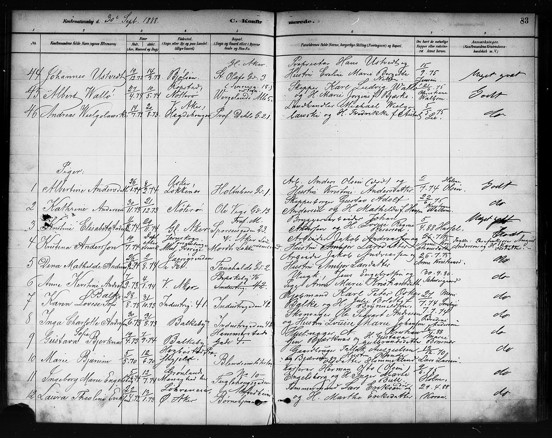 Uranienborg prestekontor Kirkebøker, AV/SAO-A-10877/F/Fa/L0002: Parish register (official) no. 2, 1880-1896, p. 83