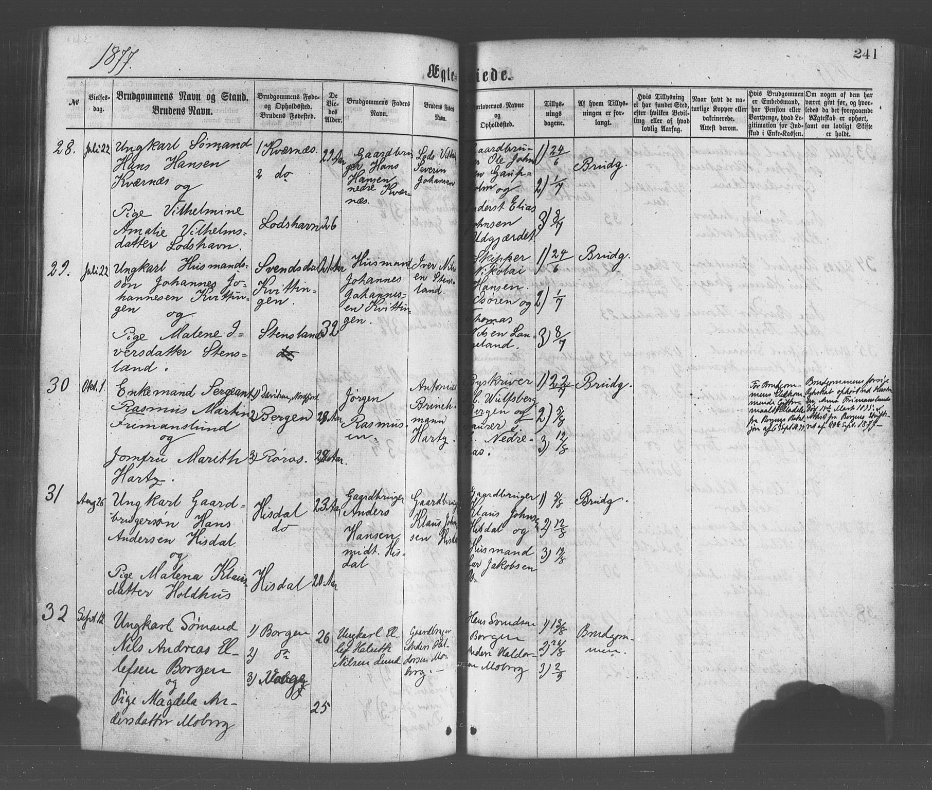 Os sokneprestembete, AV/SAB-A-99929: Parish register (official) no. A 18, 1874-1884, p. 241