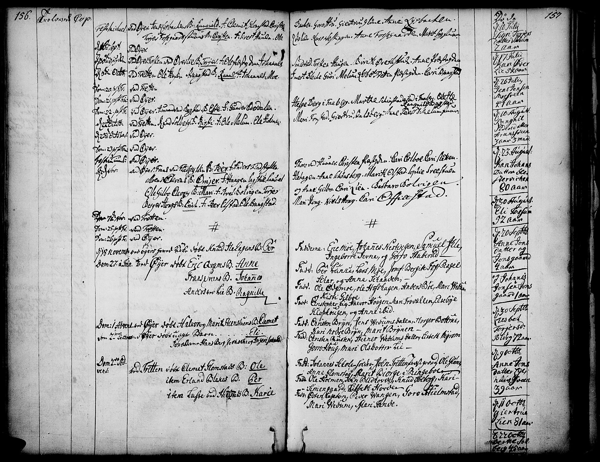 Øyer prestekontor, SAH/PREST-084/H/Ha/Haa/L0002: Parish register (official) no. 2, 1733-1784, p. 156-157