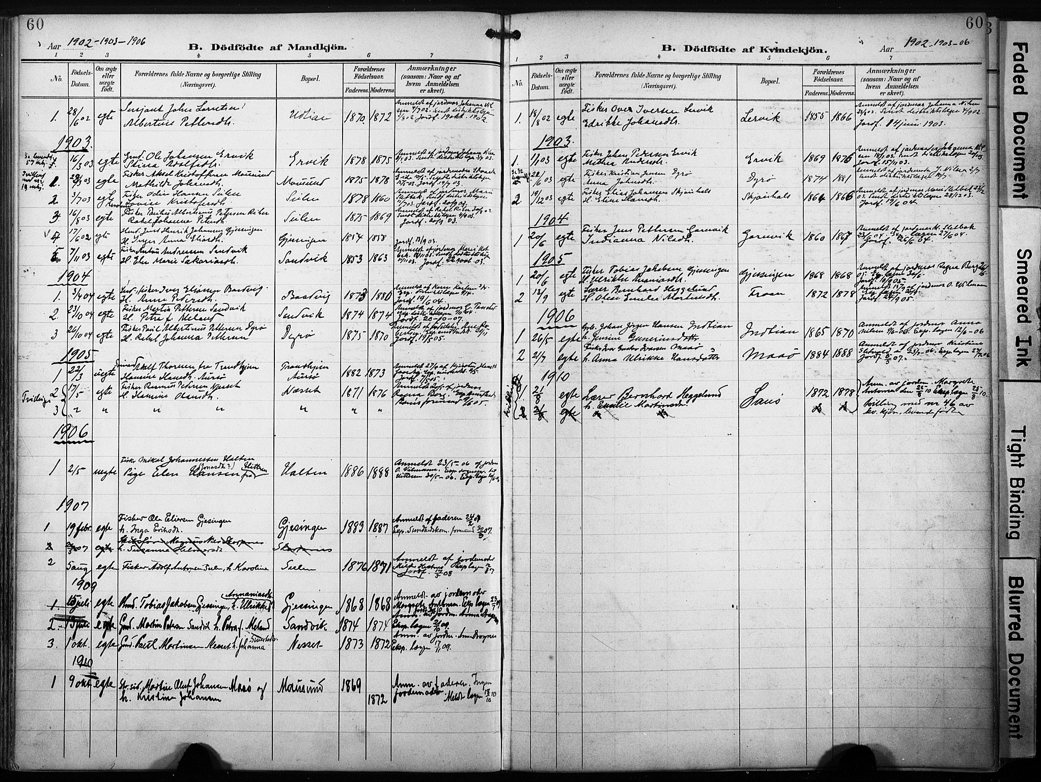 Ministerialprotokoller, klokkerbøker og fødselsregistre - Sør-Trøndelag, SAT/A-1456/640/L0580: Parish register (official) no. 640A05, 1902-1910, p. 60