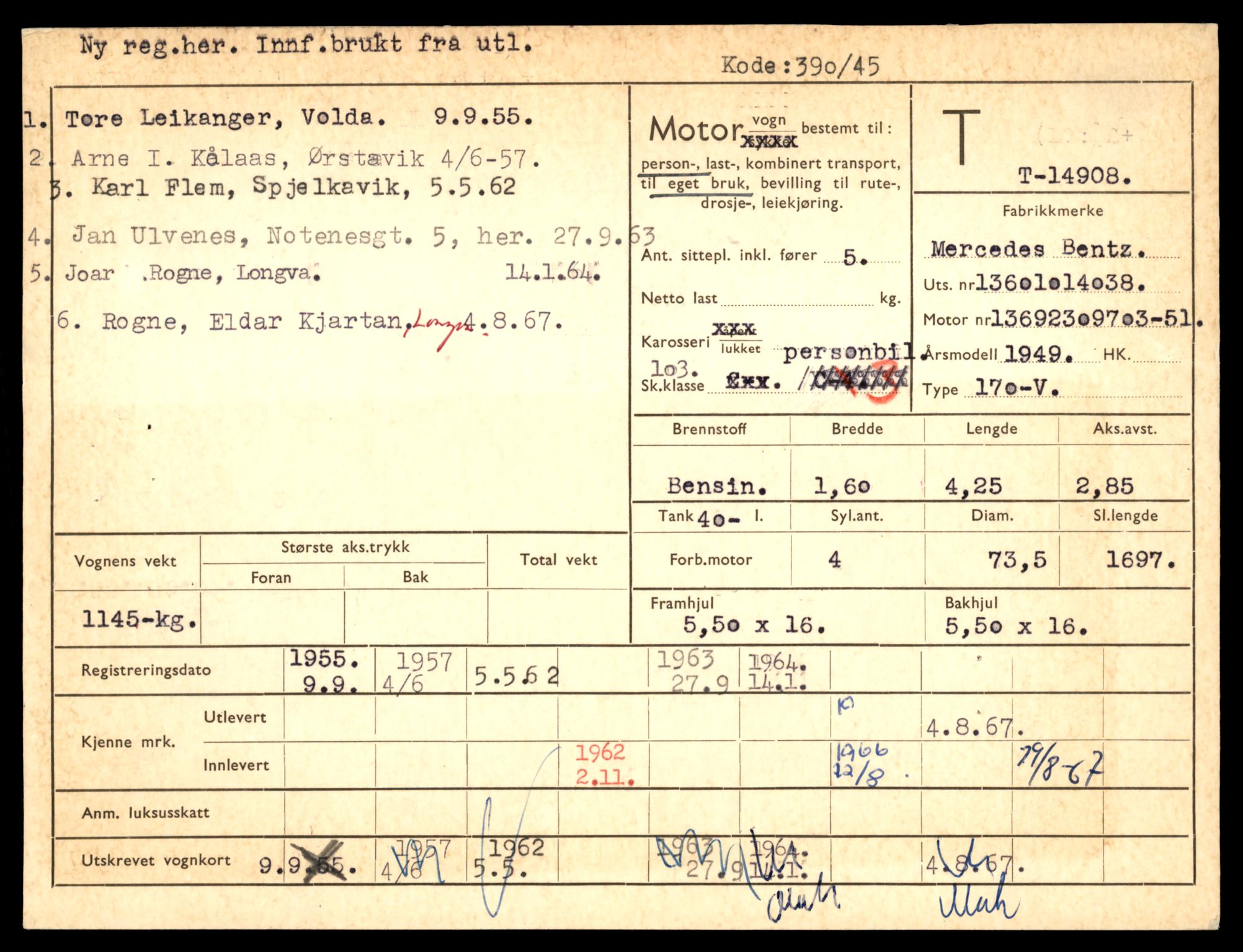 Møre og Romsdal vegkontor - Ålesund trafikkstasjon, AV/SAT-A-4099/F/Fe/L0049: Registreringskort for kjøretøy T 14864 - T 18613, 1927-1998, p. 1023