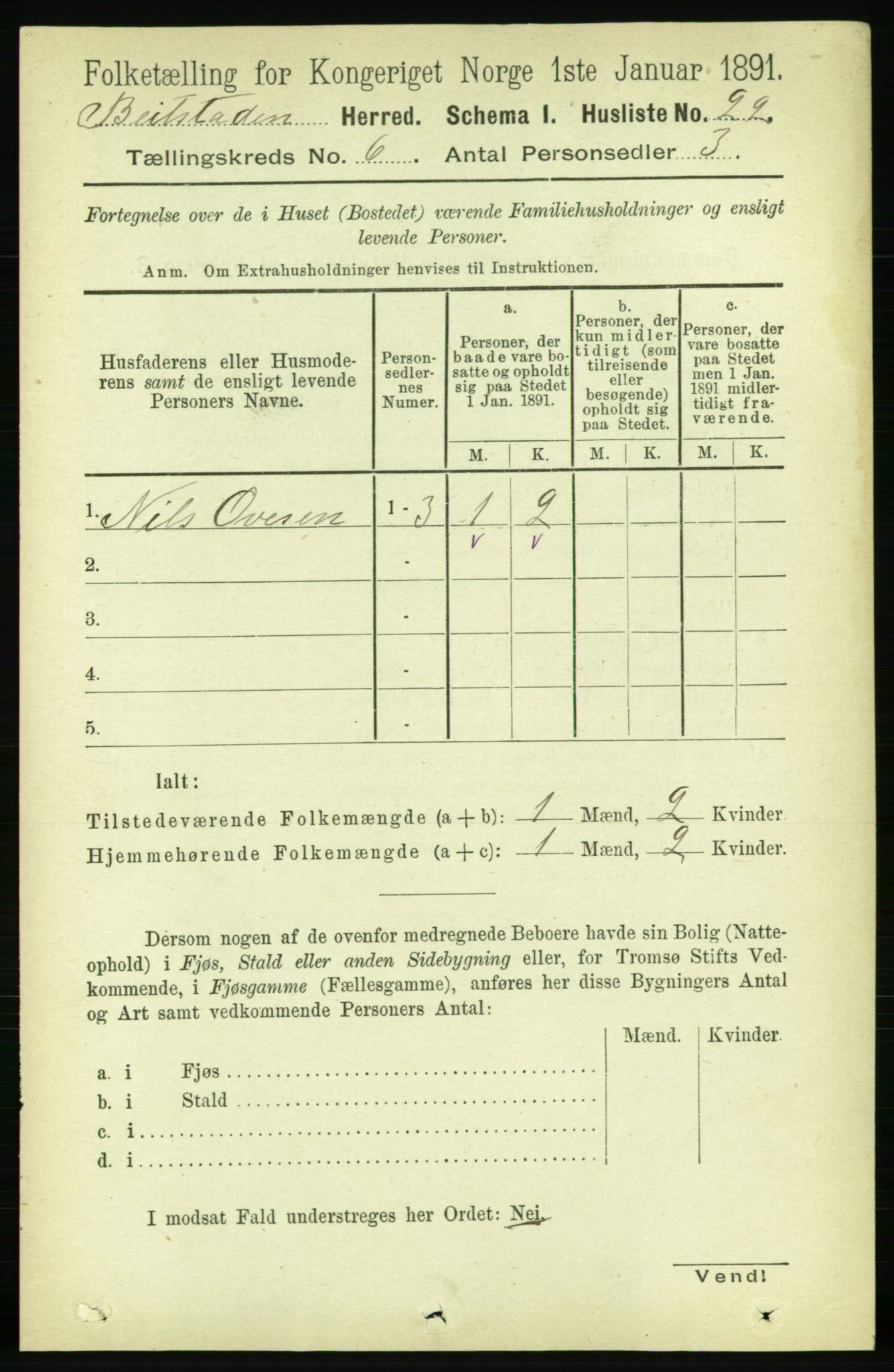 RA, 1891 census for 1727 Beitstad, 1891, p. 1520