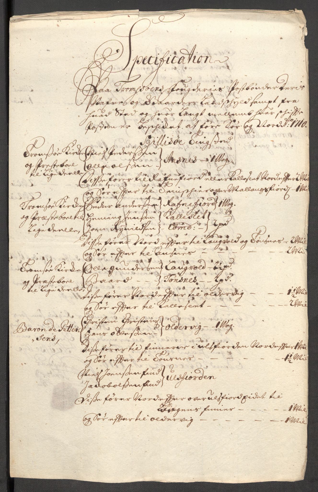 Rentekammeret inntil 1814, Reviderte regnskaper, Fogderegnskap, RA/EA-4092/R68/L4757: Fogderegnskap Senja og Troms, 1708-1710, p. 294