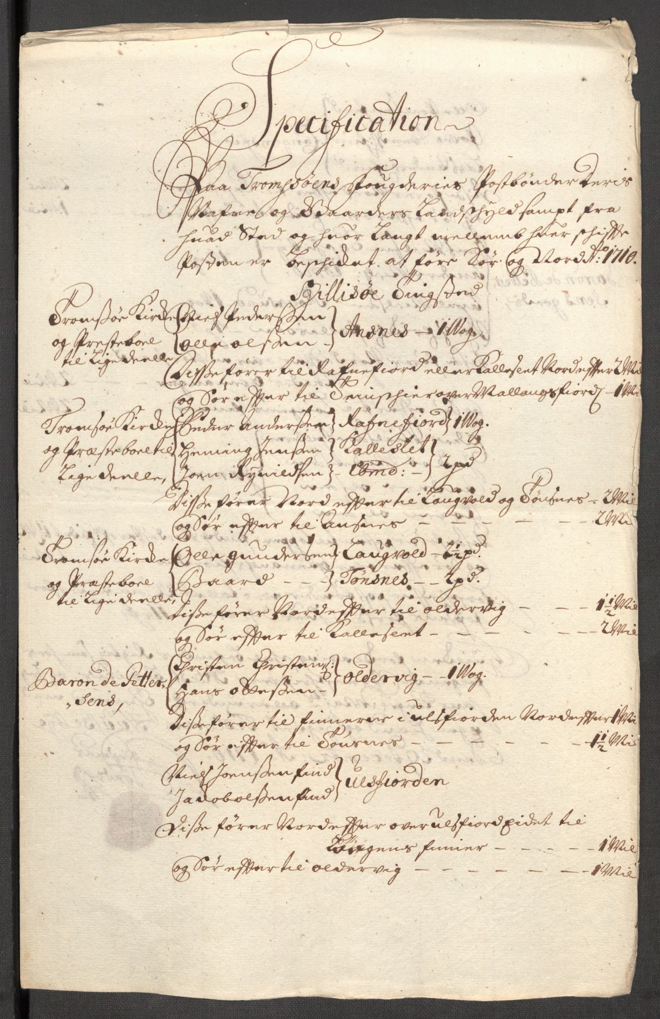 Rentekammeret inntil 1814, Reviderte regnskaper, Fogderegnskap, AV/RA-EA-4092/R68/L4757: Fogderegnskap Senja og Troms, 1708-1710, p. 294