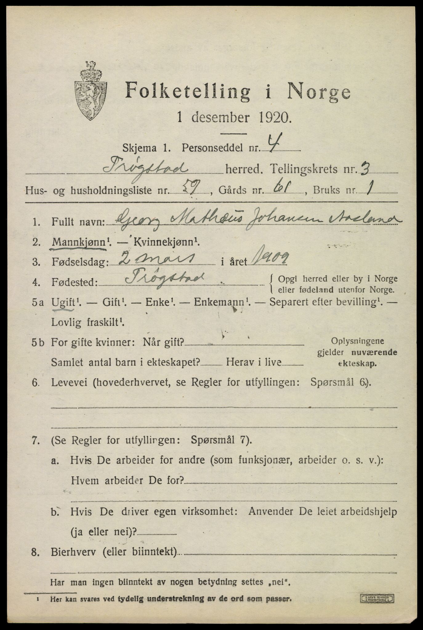 SAO, 1920 census for Trøgstad, 1920, p. 4008