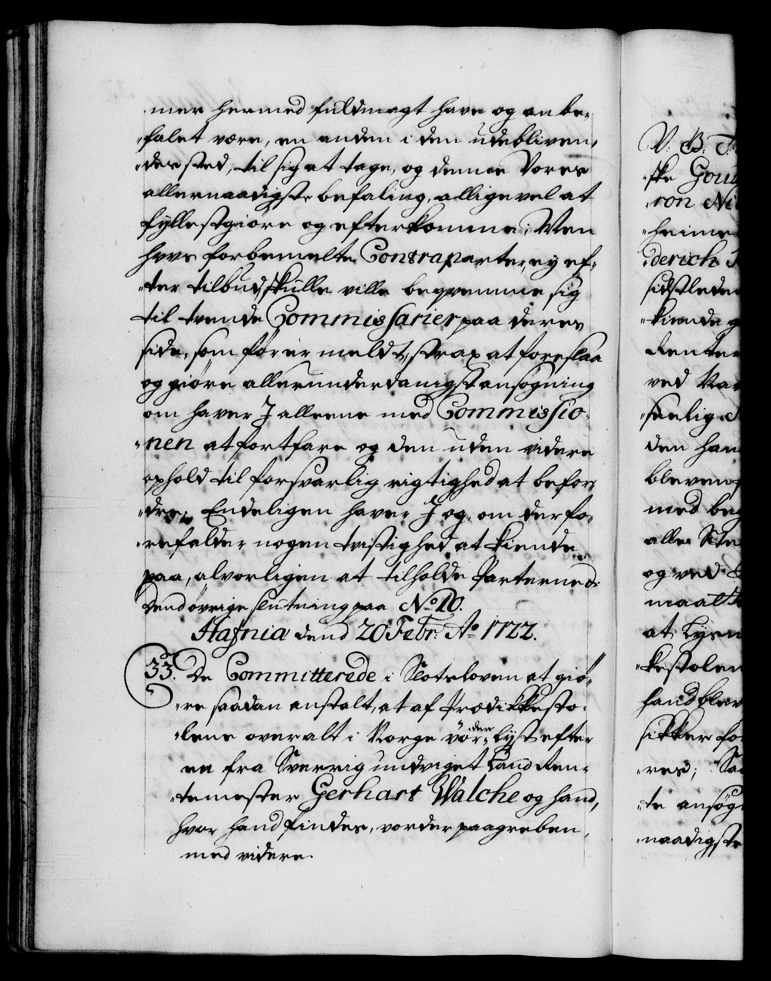 Danske Kanselli 1572-1799, AV/RA-EA-3023/F/Fc/Fca/Fcab/L0022: Norske tegnelser, 1722-1724, p. 33b