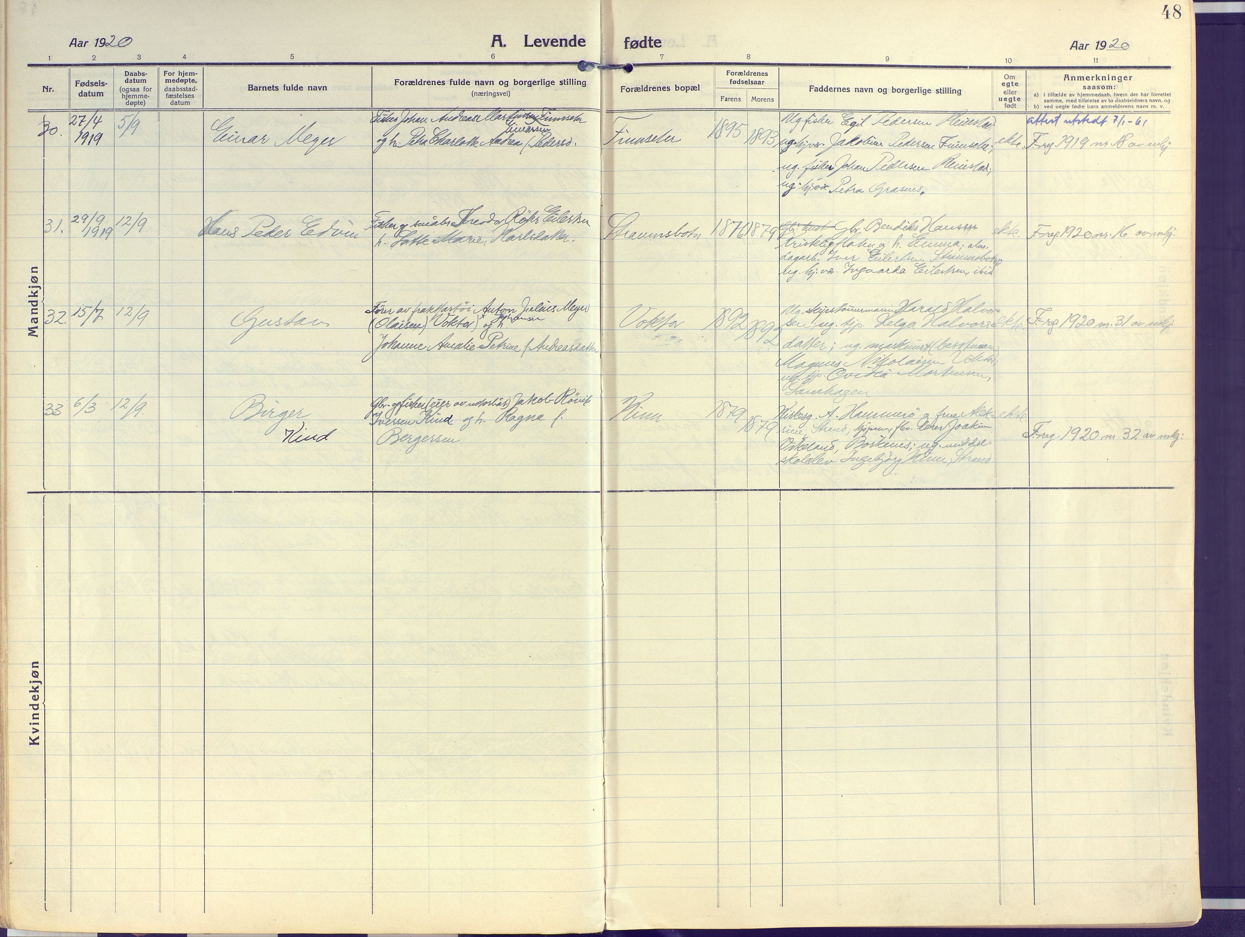 Kvæfjord sokneprestkontor, AV/SATØ-S-1323/G/Ga/Gaa/L0007kirke: Parish register (official) no. 7, 1915-1931, p. 48