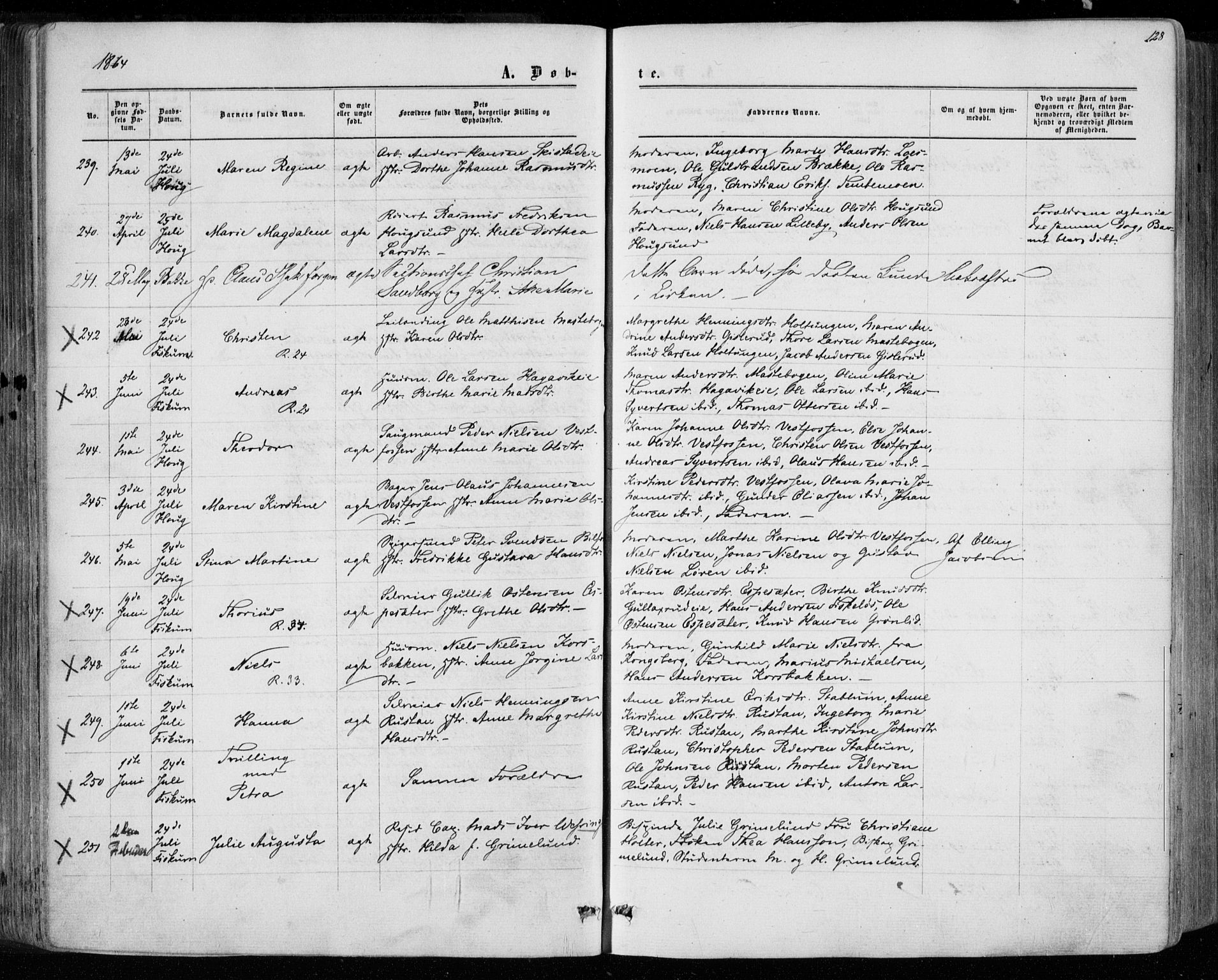 Eiker kirkebøker, SAKO/A-4/F/Fa/L0016: Parish register (official) no. I 16, 1860-1868, p. 128