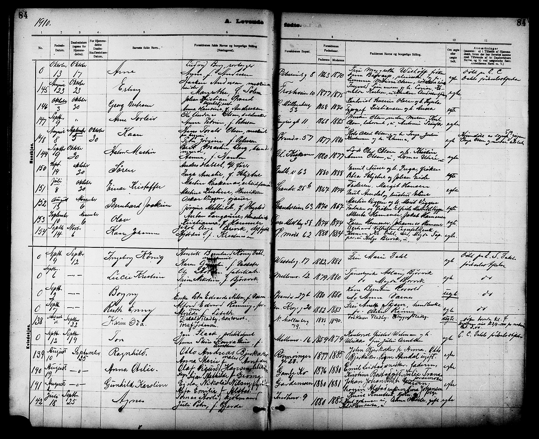 Ministerialprotokoller, klokkerbøker og fødselsregistre - Sør-Trøndelag, SAT/A-1456/605/L0254: Parish register (copy) no. 605C01, 1908-1916, p. 84