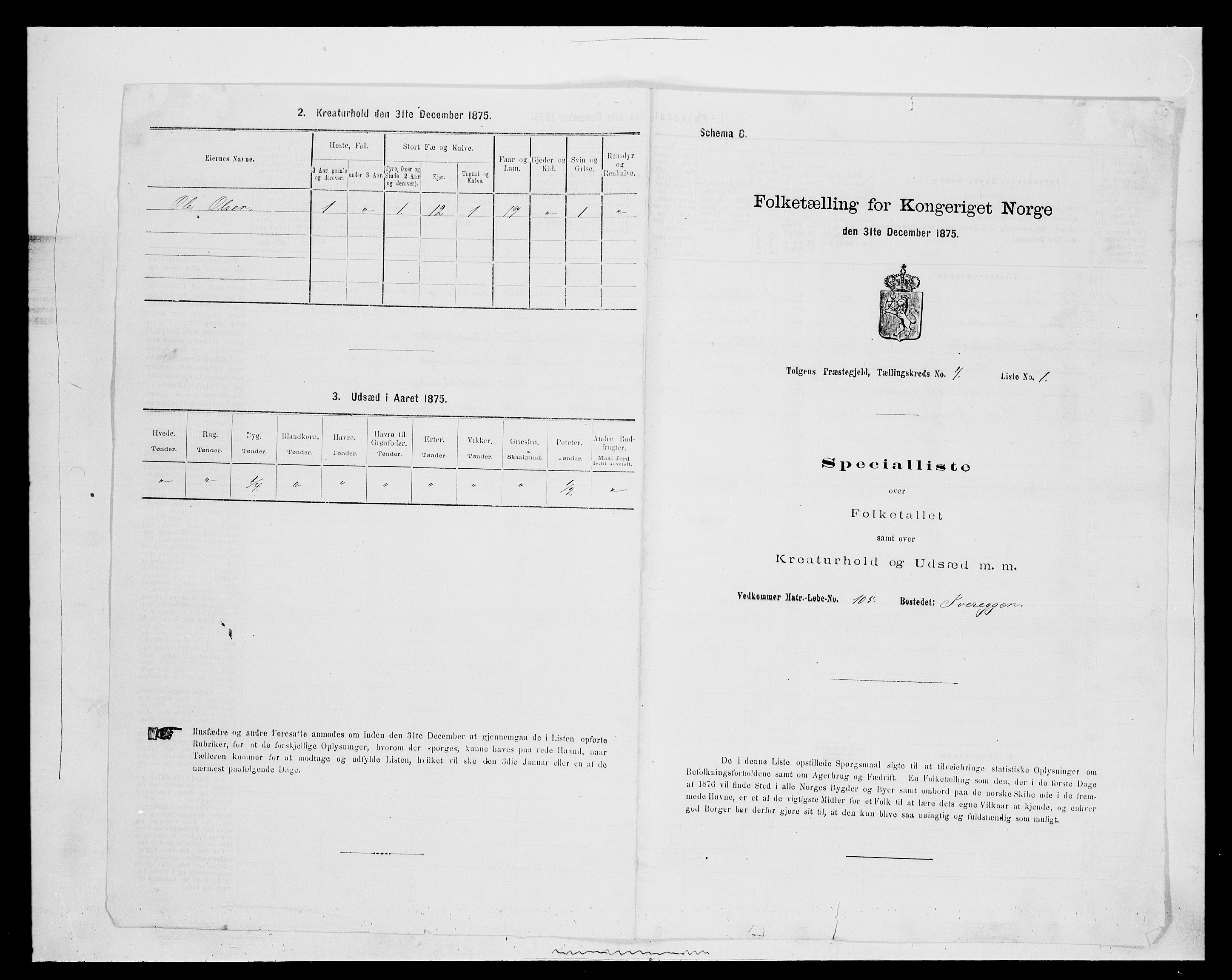 SAH, 1875 census for 0436P Tolga, 1875, p. 476